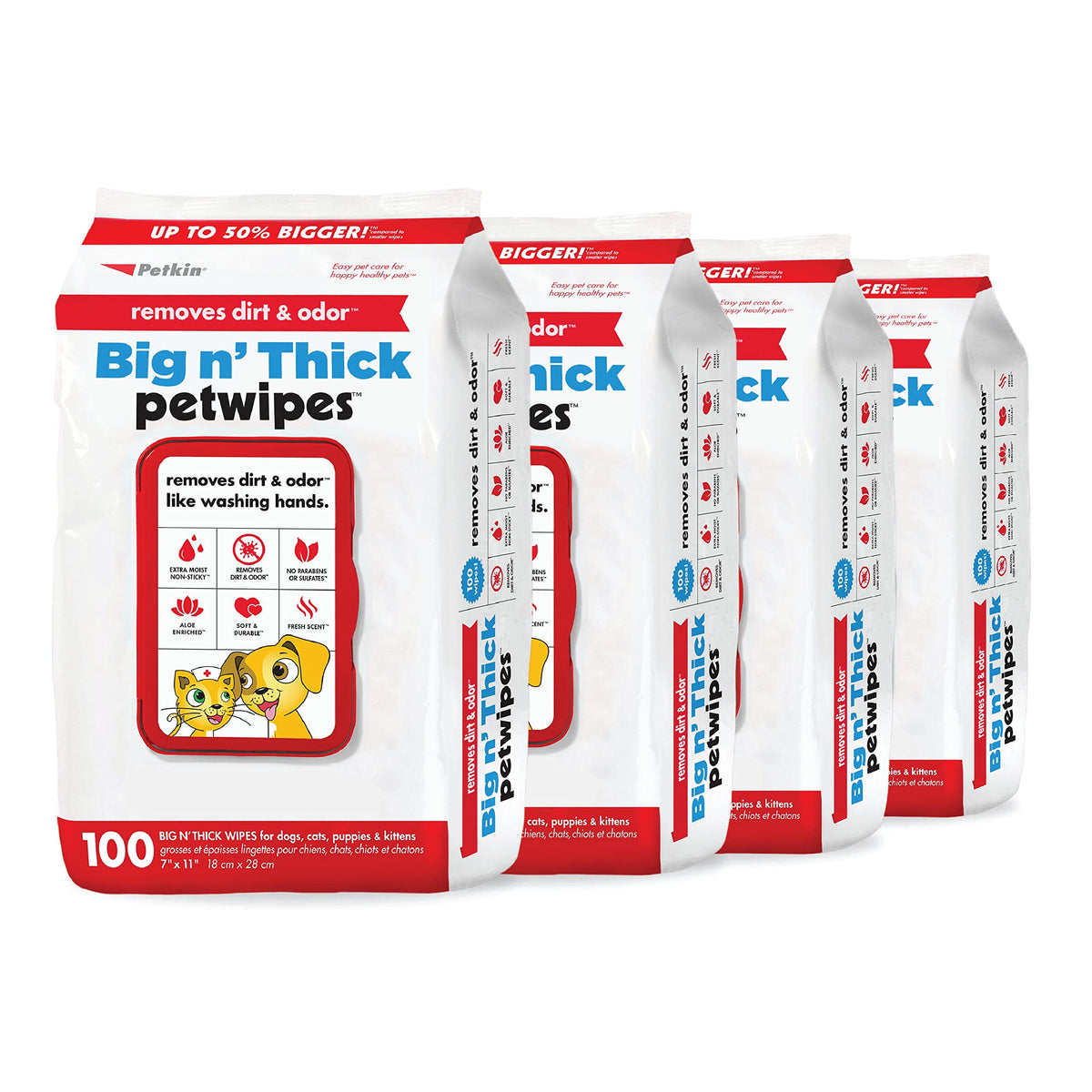 Petkin Pet Wipes For Dogs And Cats, 400 Large Wipes - Removes Dirt & Odor Like Washing Hands - Cleans Ears, Face, Butt, Eye Area