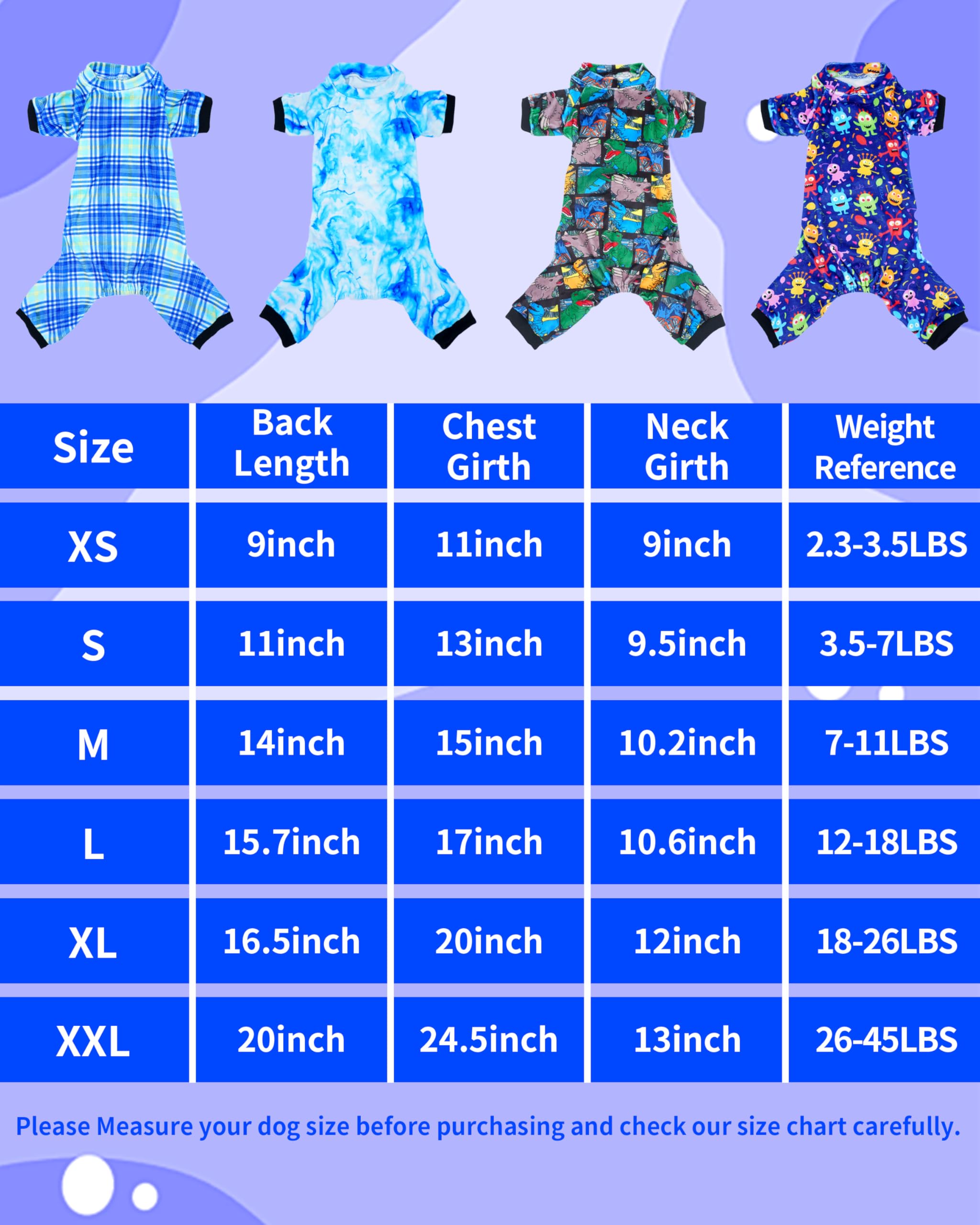 Pet Show 4 Pack Small Dog Pajamas Cute Dinosaur Monster Clothes For Medium Dogs Soft Stretchy Pjs Plaid Jumpsuit Puppy Cats Tie