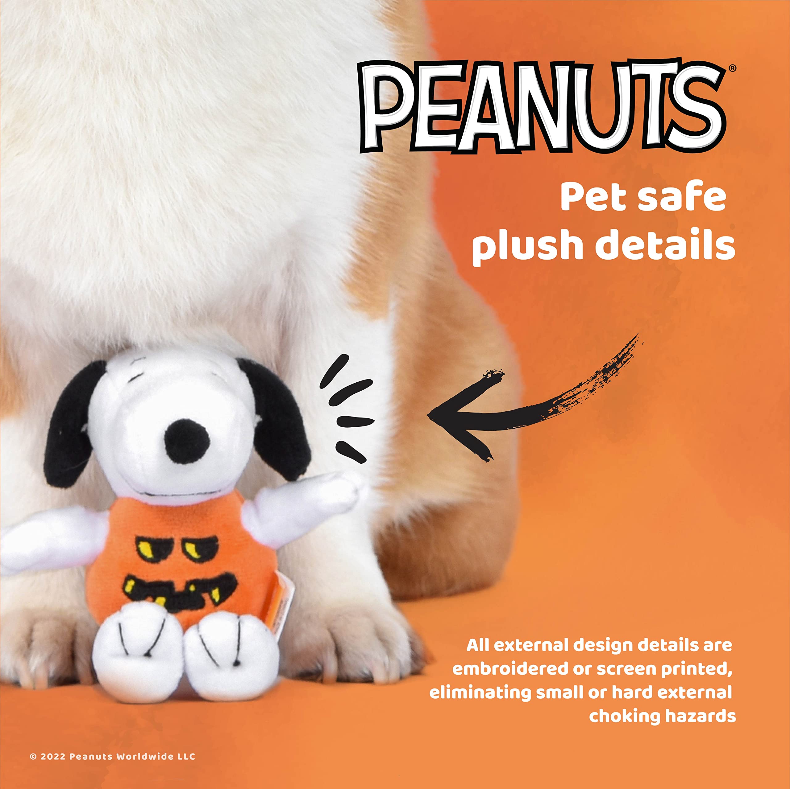 Peanuts For Pets Peanuts 6” Snoopy Pumpkin Squeaker Pet Toy Halloween Snoopy Squeaky Pet Toy | Peanuts Dog Toys, Snoopy For Pets, Snoopy Jack-O-Lantern Toys For Dogs (Ff21733)