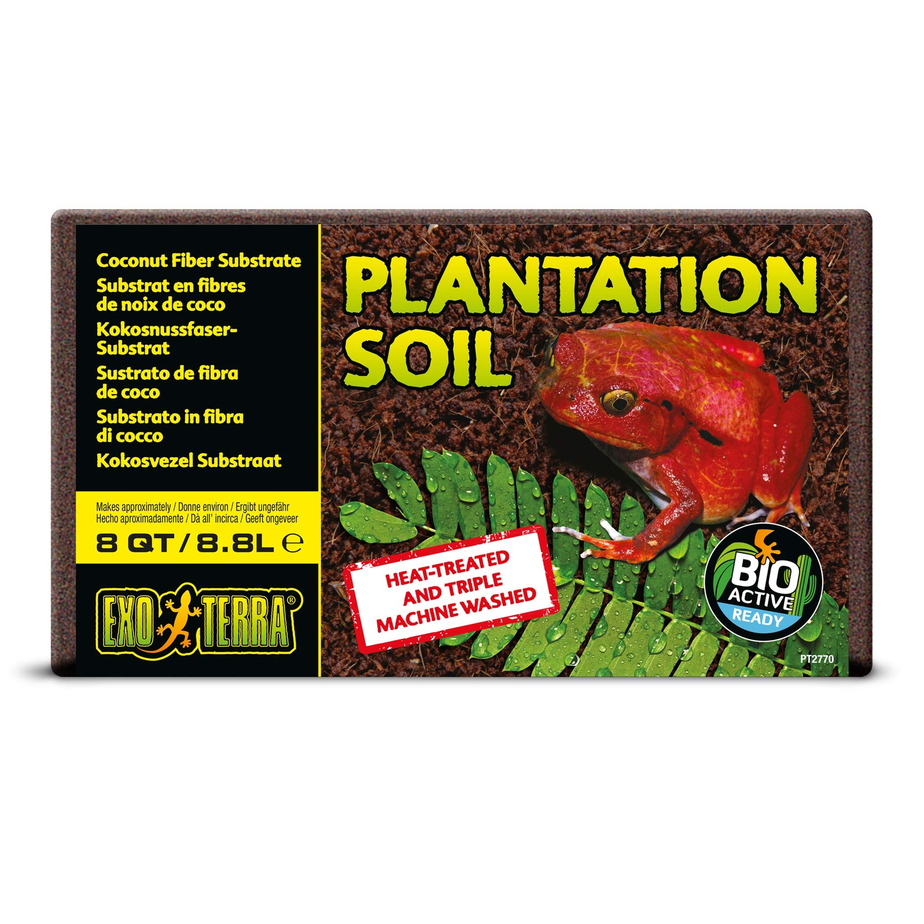 Exo Terra Plantation Soil, 8 Qt (8.8 L) - 100% Natural Terrarium Substrate | Increases Humidity, Stimulates Digging & Burrowing | Ideal For Natural Terrarium Setups & Live Plants
