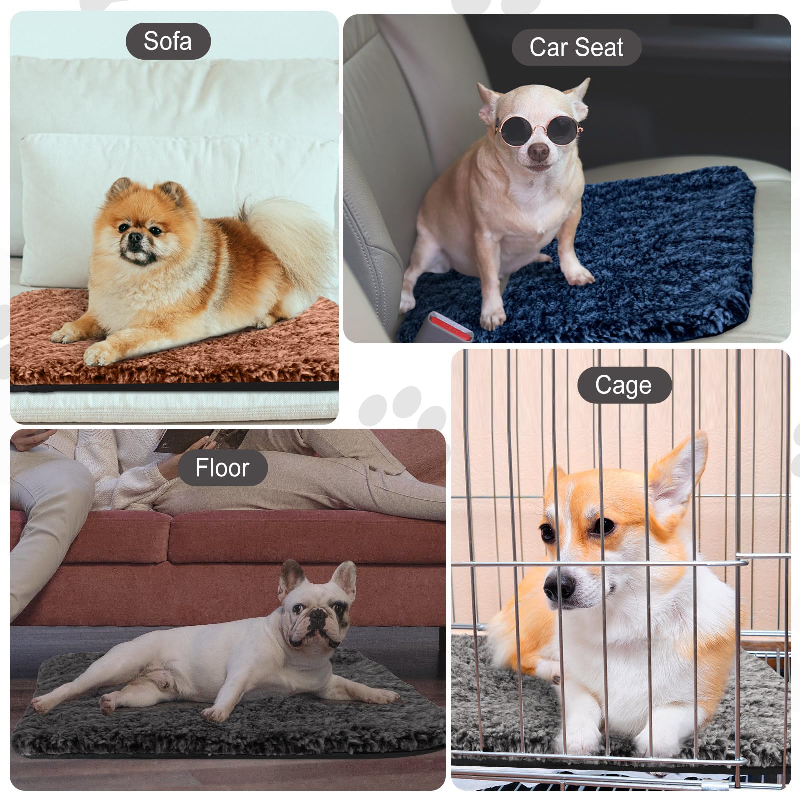 Drydiet 4 Pack Self Warming Cat Bed Indoor Self Heating Dog Cat Pad Washable 16 x 20 Inch Thermal Pet Kennel Pad Crate Bed Mat R