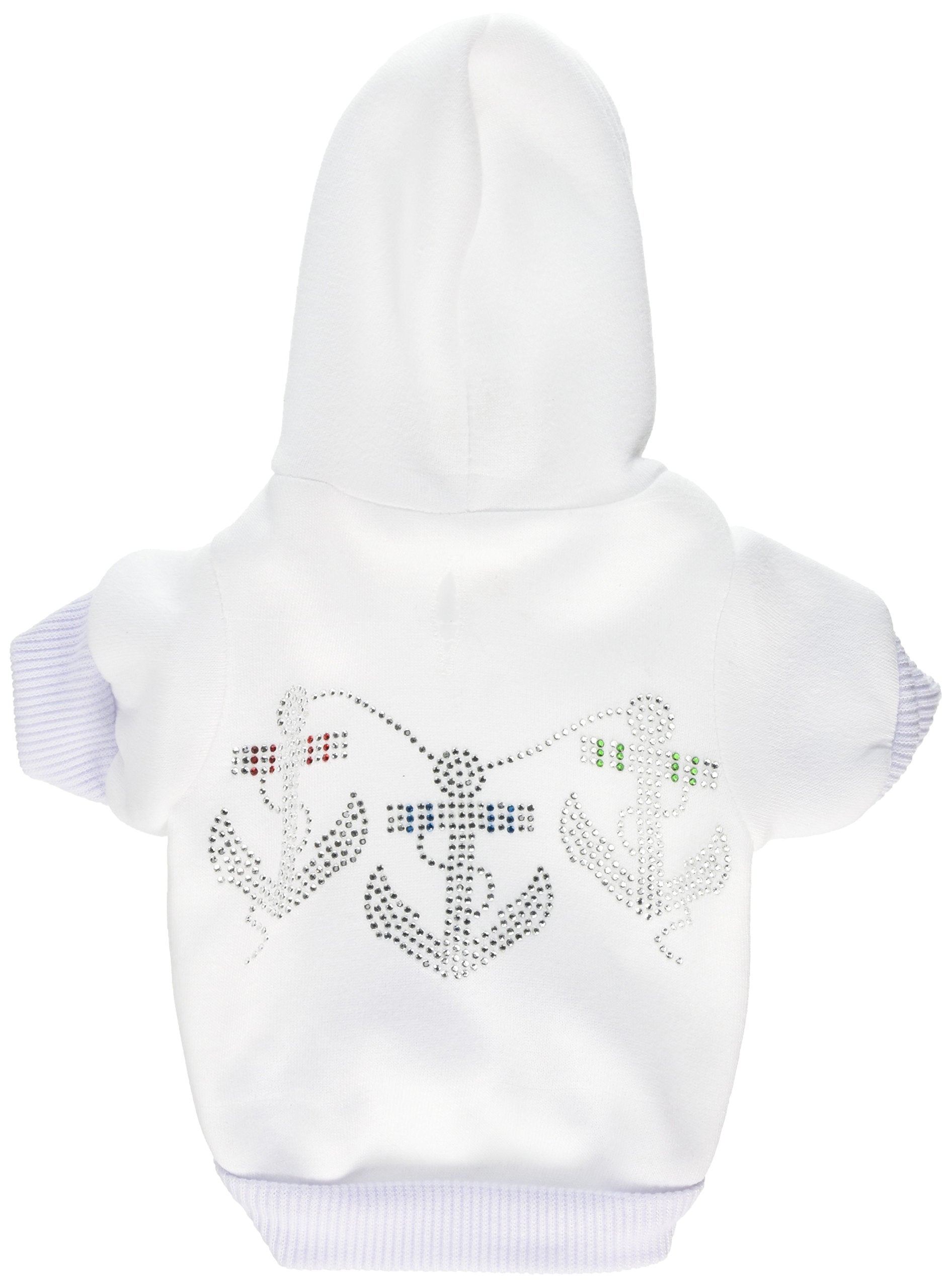 Mirage Pet Products 10-Inch Rhinestone Anchors Hoodies, Small, Cream