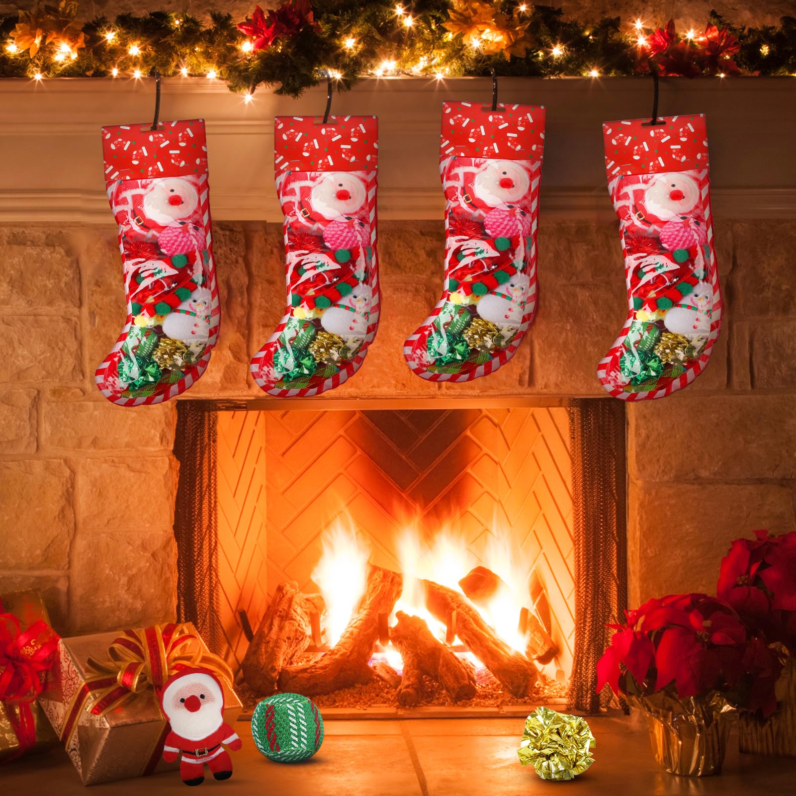 Yeghujar Christmas Stocking Cat Toys - 12Pcs Interactive Set For Cats With Squeaky Toys, Balls, Cat Teasers