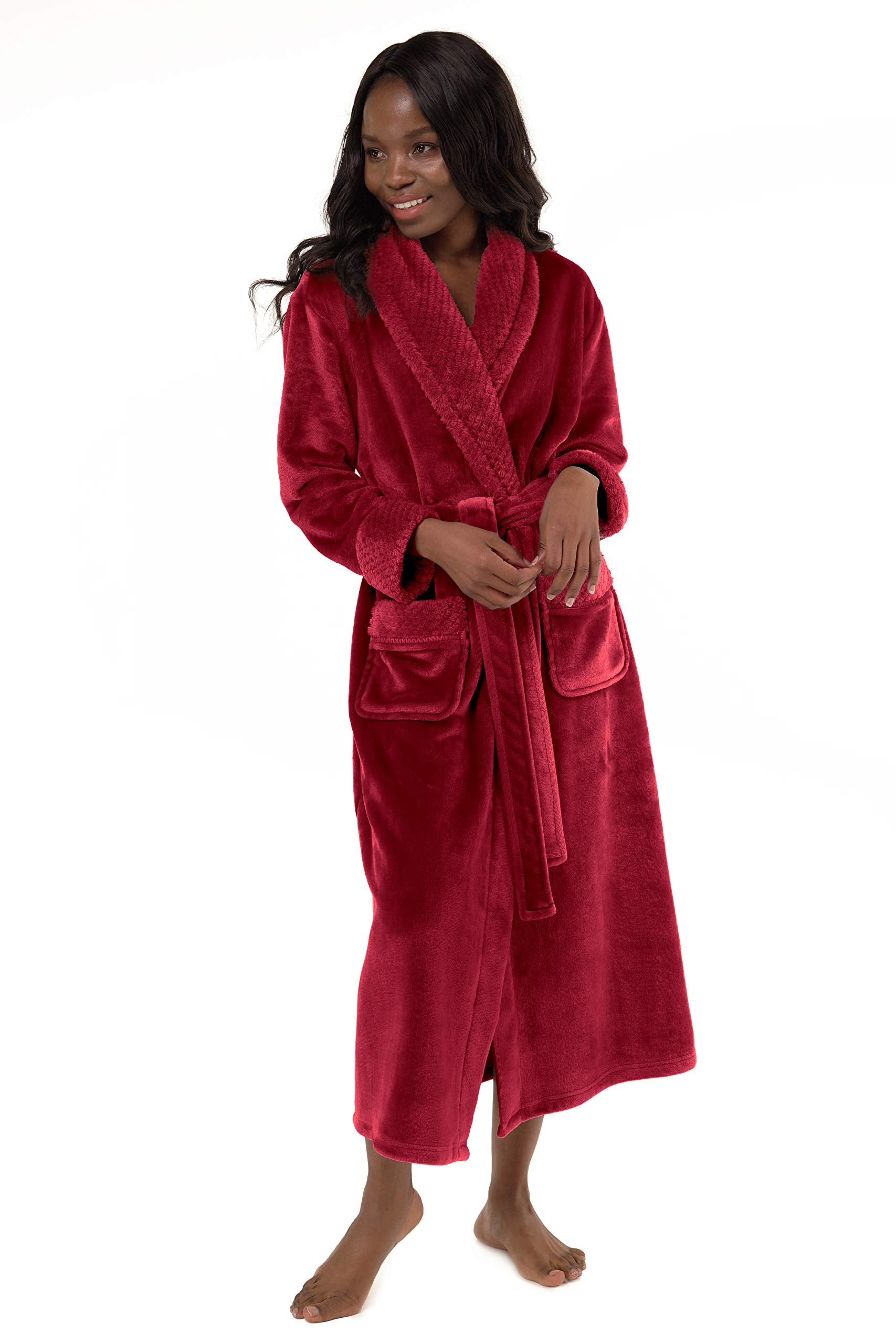 Turquaz Plush Robes For Women, Soft Warm Fleece Bathrobe For Women, Long Comfy Womens Robe