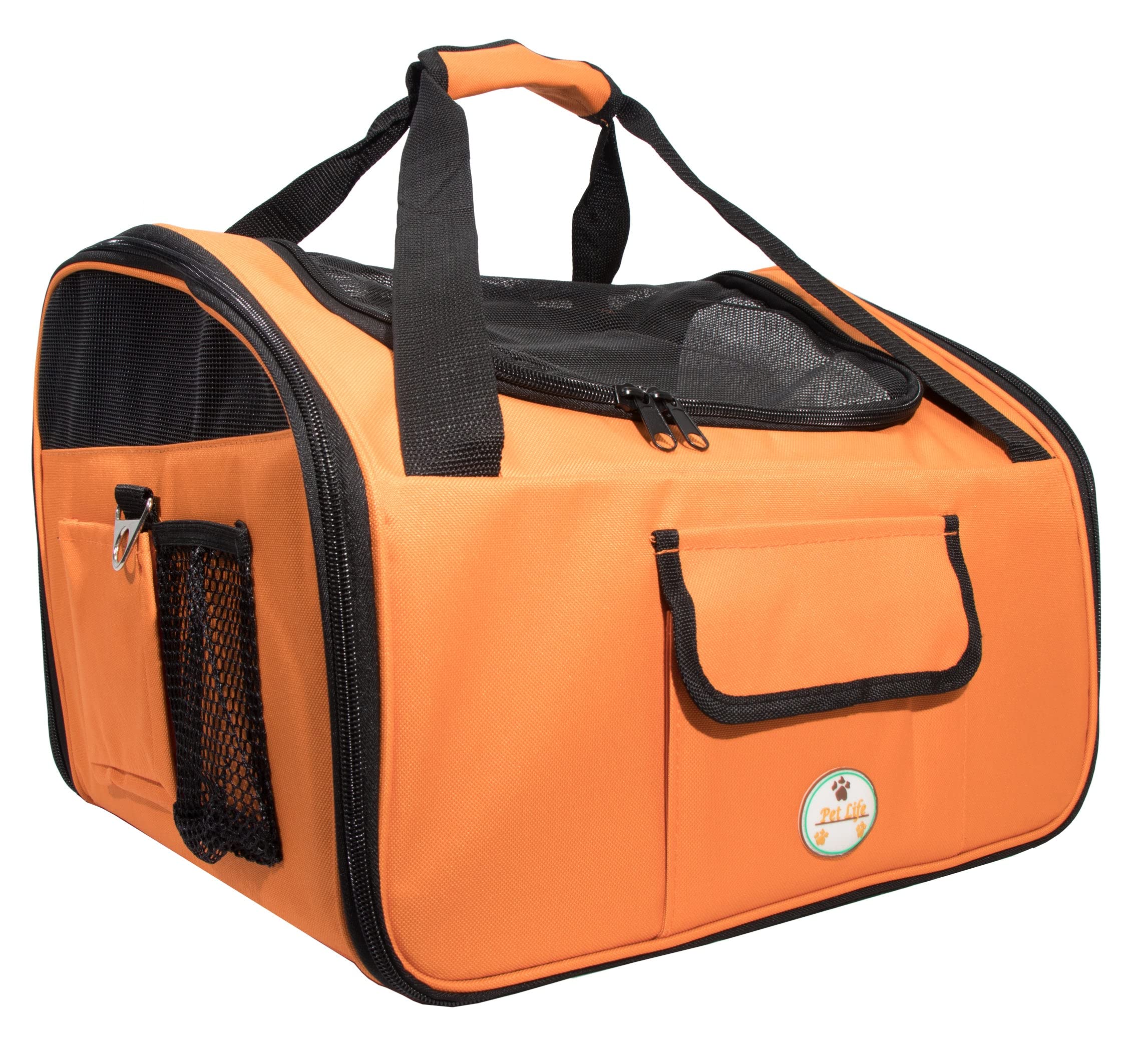 Pet Life Ultra-Lock Collapsible Safety Travel Dog Carseat - Wire Folding Pet Carseat Dog Carrier with seat Belt Attachment cars