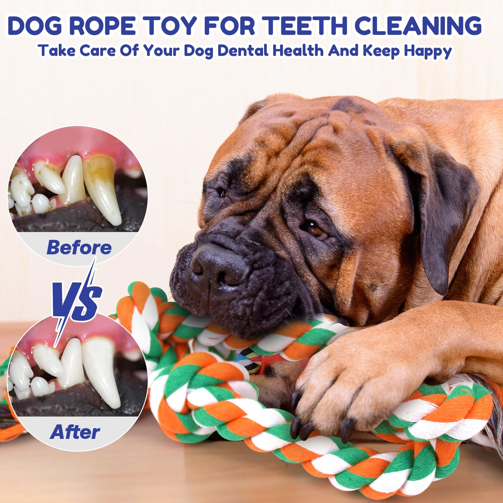 loncoldy Dog Toys for Aggressive Chewers 2 Pack Indestructible Dog Rope Toy, Tug of War Rope, Dog Toys for Large Dogs, Dog Chew