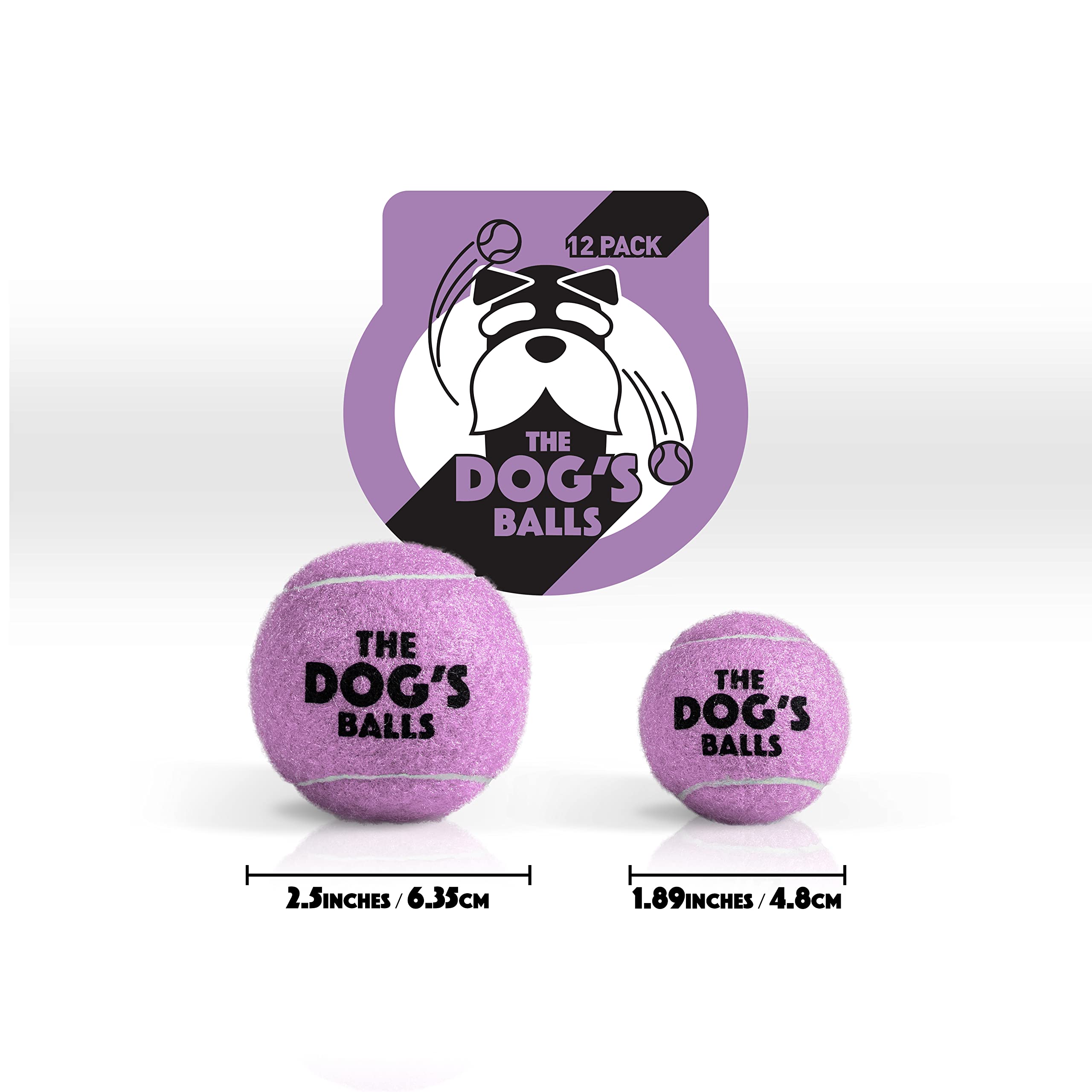 The Dog'S Balls, Dog Tennis Balls, 12-Pack Lilac Dog Toy, Strong Dog & Puppy Ball For Training, Play, Exercise & Fetch