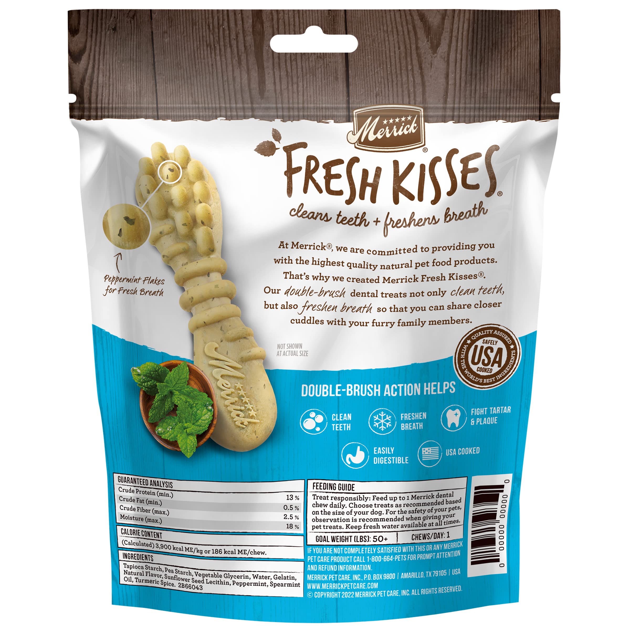 Merrick Dog Fresh Kisses Mint Strips Large 6.5Oz 4 Count