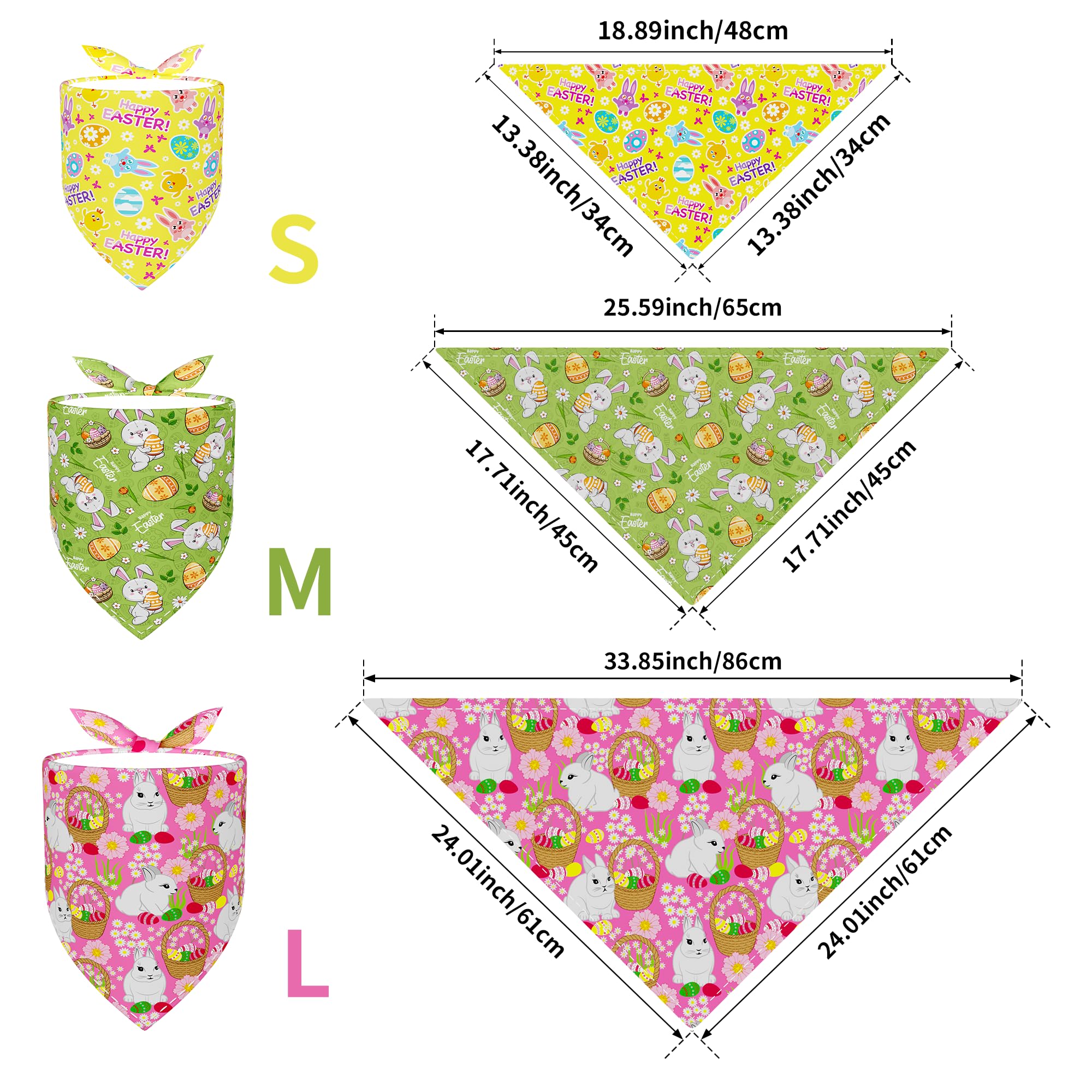 JpGdn 10PCS Easter Dog Bandanas for Medium Dogs Triangle Bibs Scarves Boys and Girls Grooming Accessorie