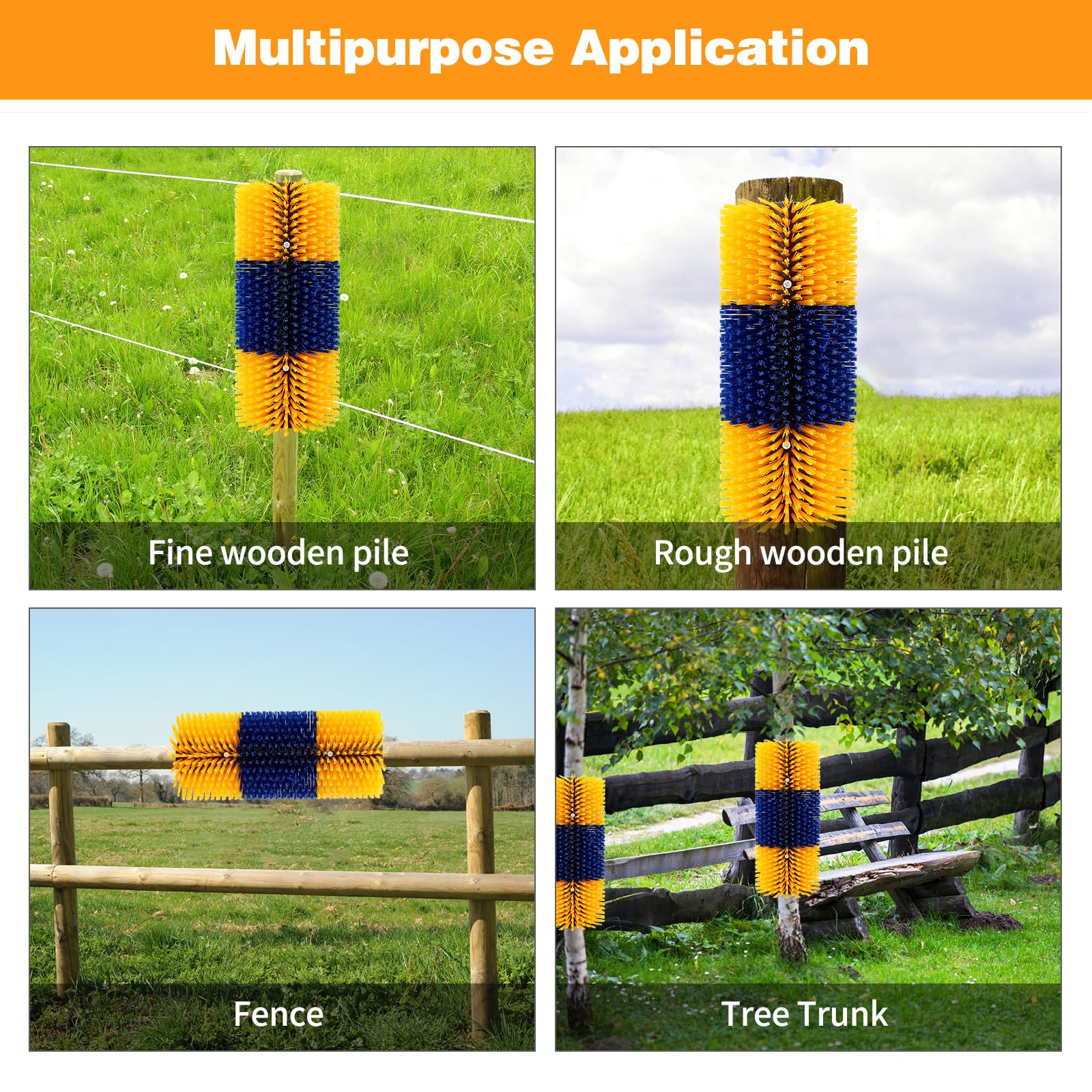 GINDOOR Livestock Scratch Brush Kit, Cattle & Horse Massage Brush Relieves Itching, Suitable for Cows, Horses, Sheep & Pigs - Ye