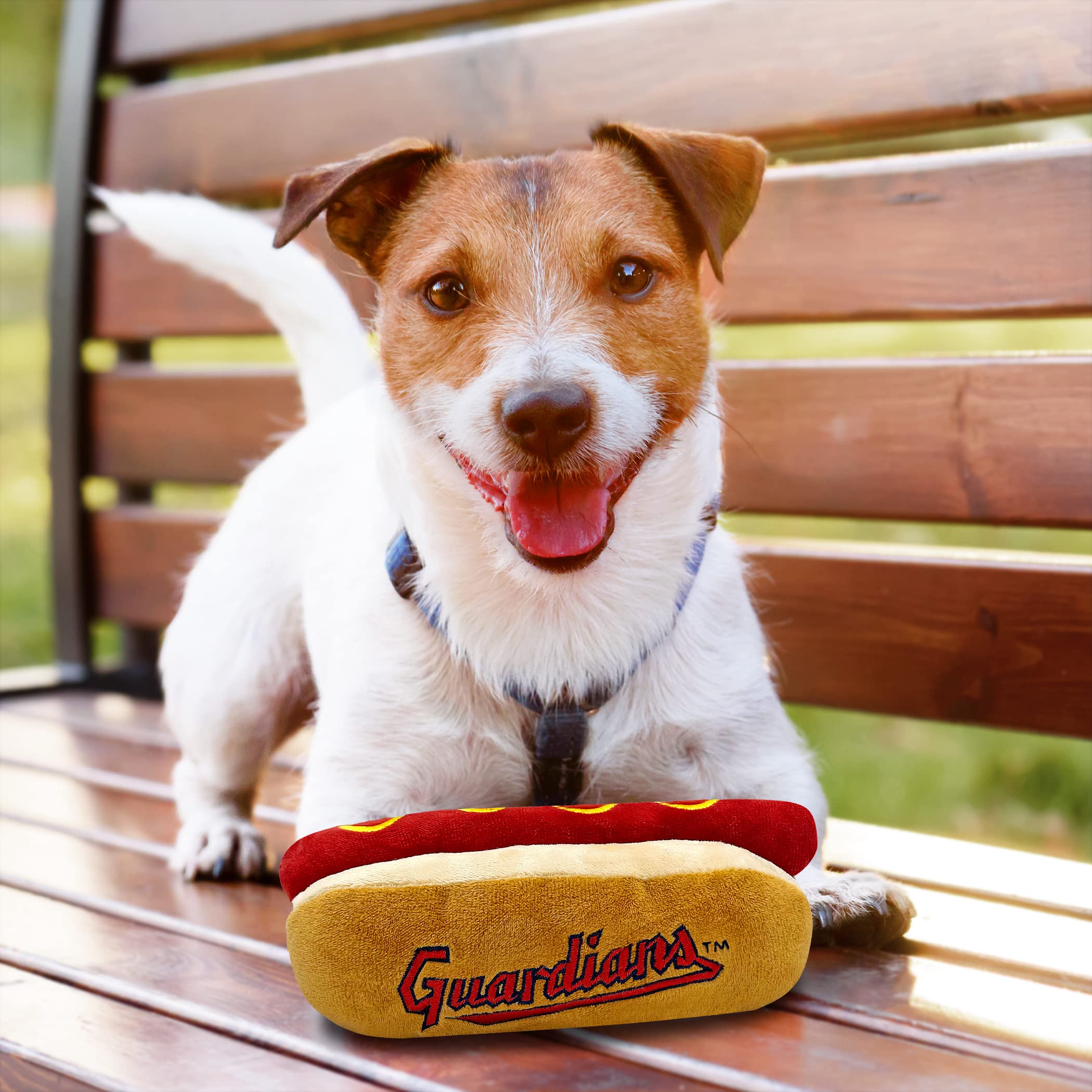 Mlb Cleveland Guardians Plush Dog Toys - Stadium Theme Snacks - Cutest Plush Hot-Dog Toy For Dogs & Cats With Inner Squeaker & P