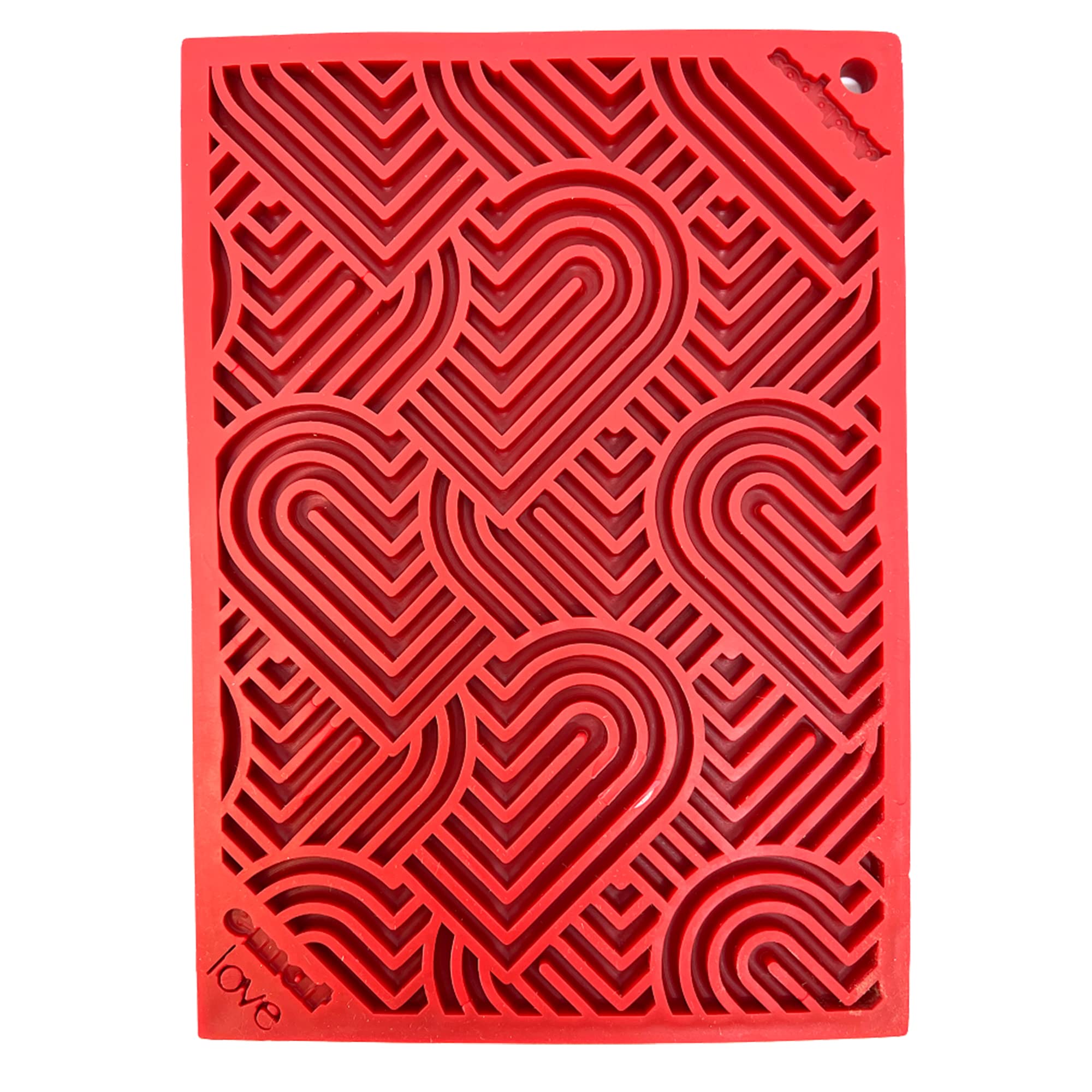 SodaPup Love eMat - Durable Lick Mat Feeder Made in USA from Non-Toxic, Pet-Safe, Food Safe Rubber for Mental Stimulation, Avoid