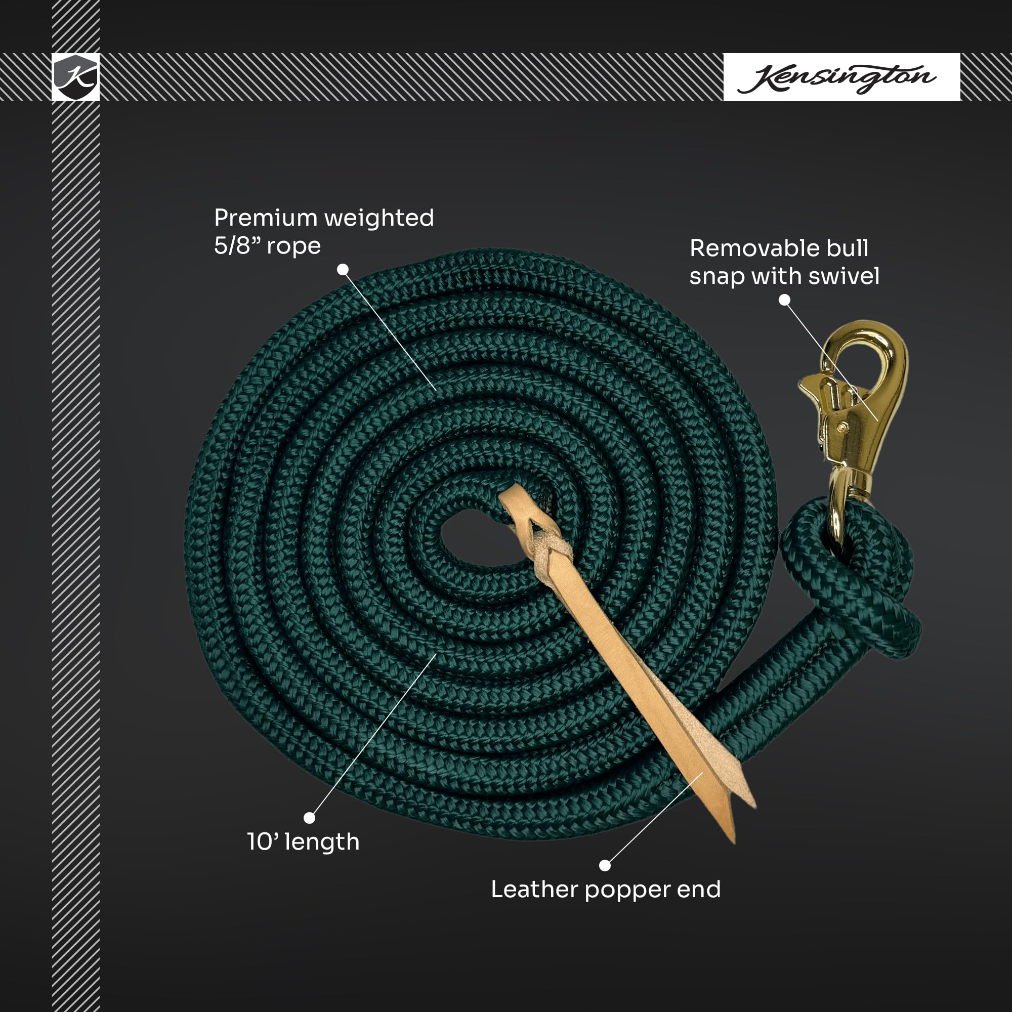 Kensington Training Lead Size: 10' Color: Brown W/Gold