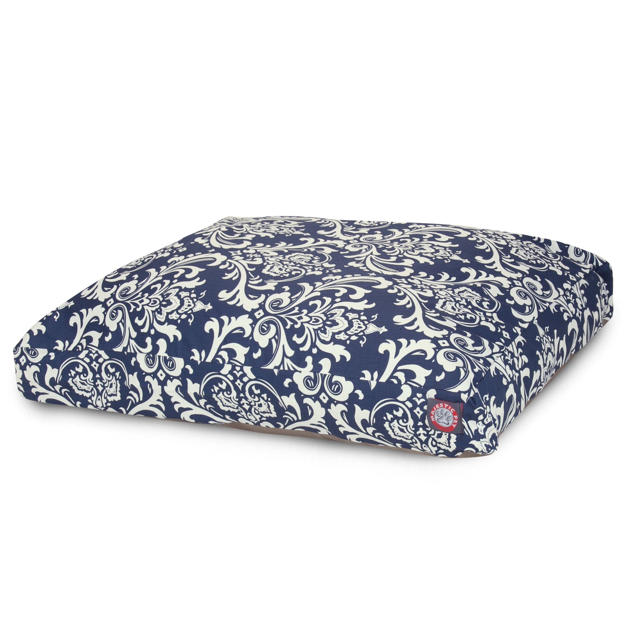 Navy Blue French Quarter Medium Rectangle Indoor Outdoor Pet Dog Bed With Removable Washable Cover By Majestic Pet Products