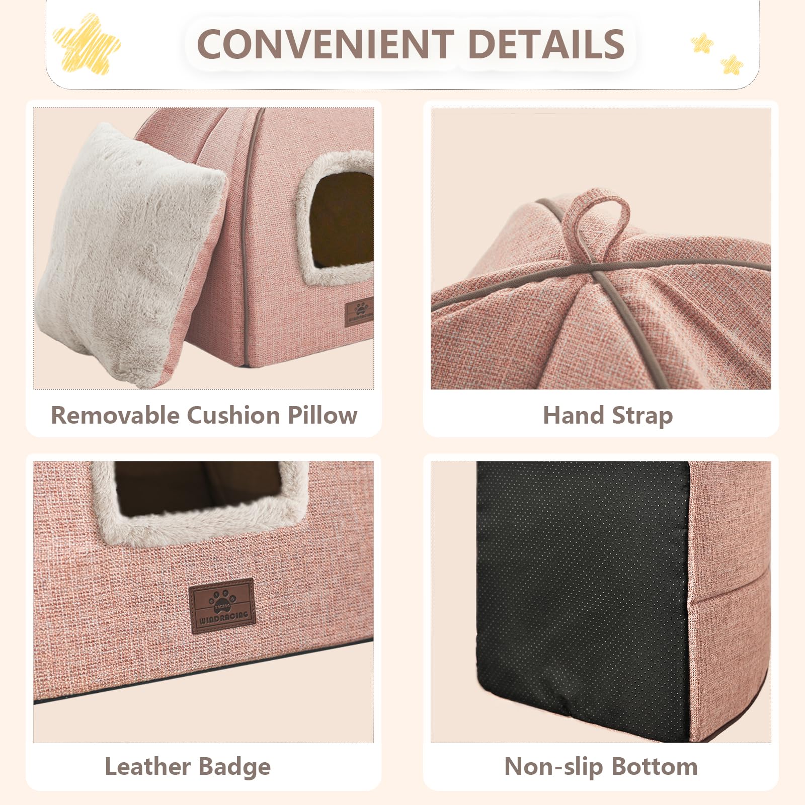 Cat Bed For Indoor Cats - Cat Cave Cat House Cats Tent With Removable Washable Cushioned Pillow, Soft And Self Kitten Beds (Larg