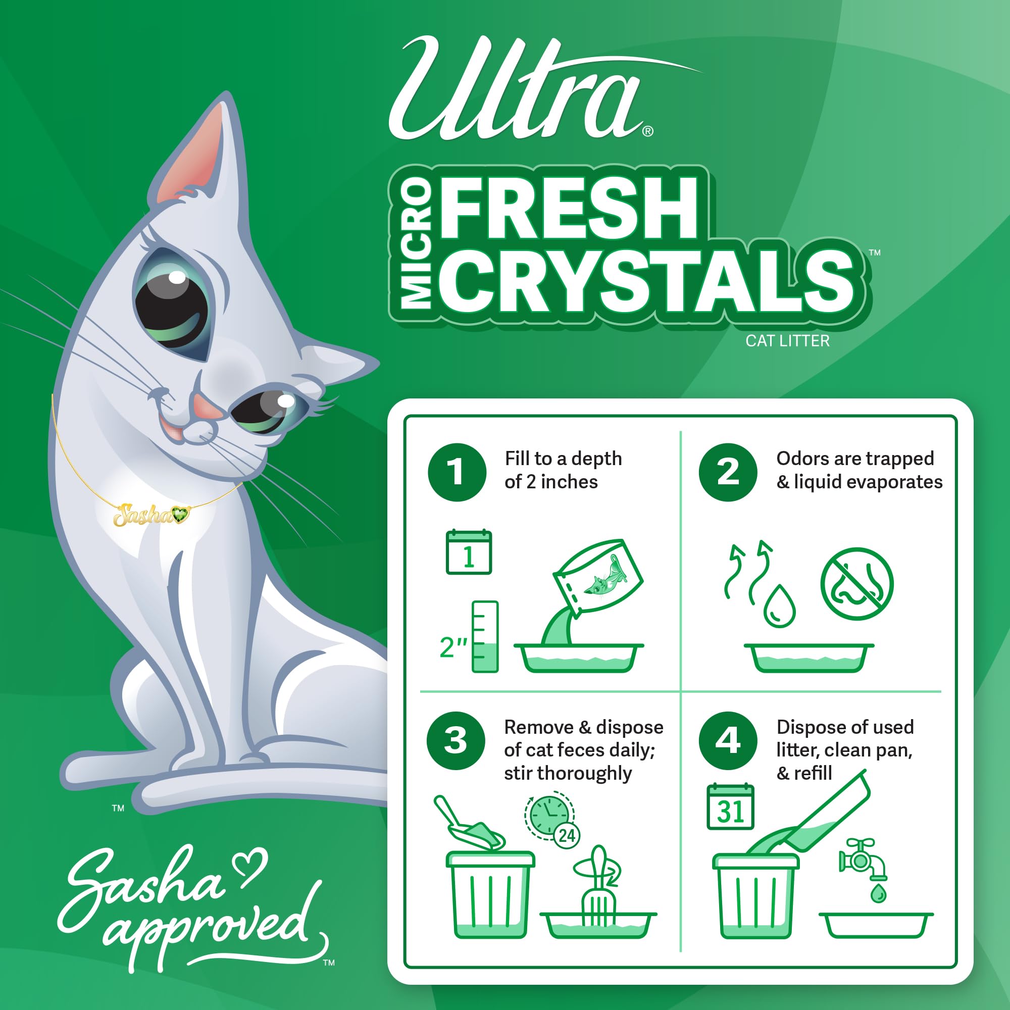 Ultra Fresh Scented Micro Crystals Premium Cat Litter - 99.9% Dust Free, Soft On Paws - 15 Lbs. Total (3Pk Of 5 Lbs.)