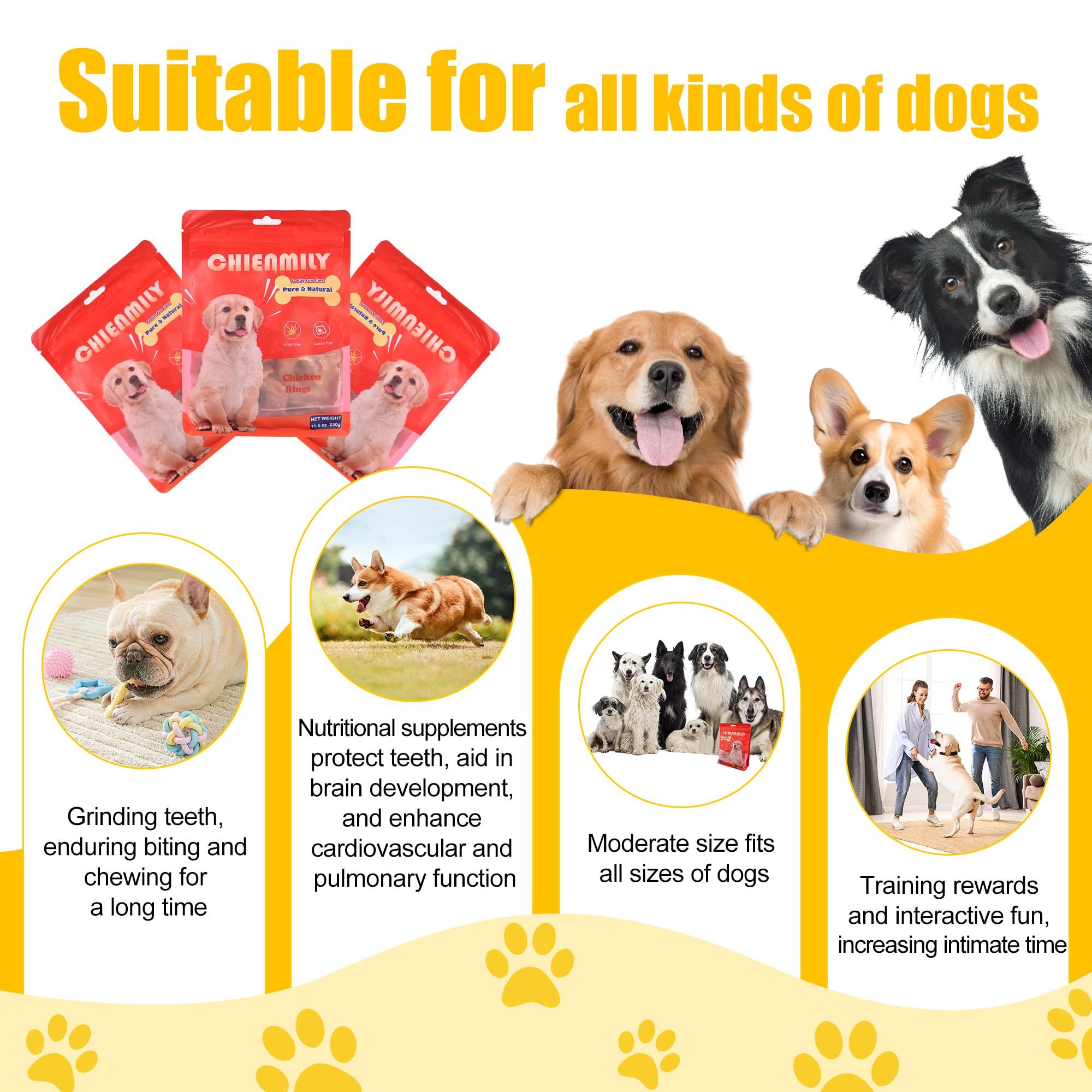 Chienmily Sweet Potato Dog Treats Soft, Natural Human Grade Puppy Chew, Low Fat Grain Free Treats, Gluten Free for Small Medium