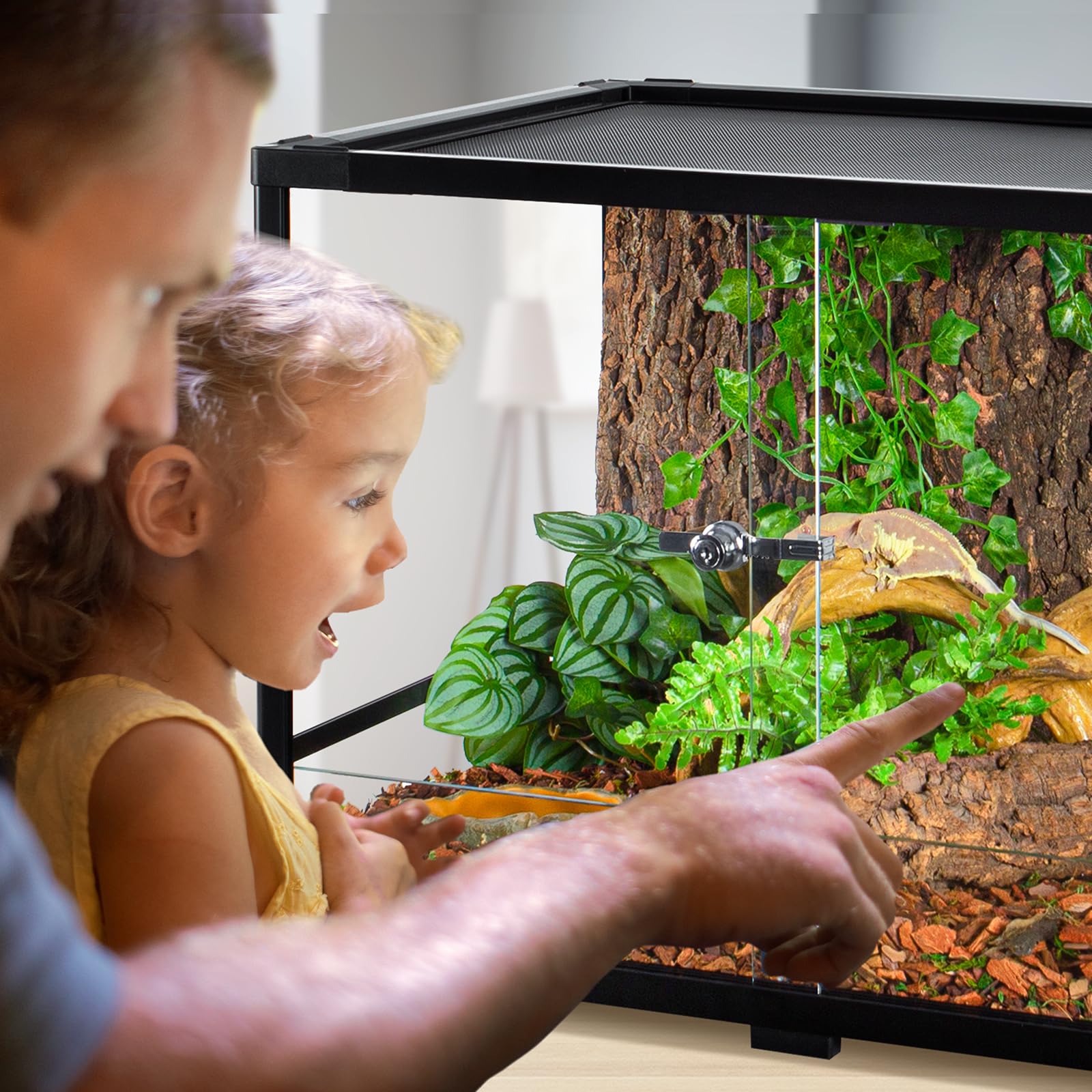Cavachew 50 Gallon Reptile Tank, Glass Reptiles Terrarium 36 X 18 X 18, Sliding Door, Top Ventilation, Cable Pass, Humidif