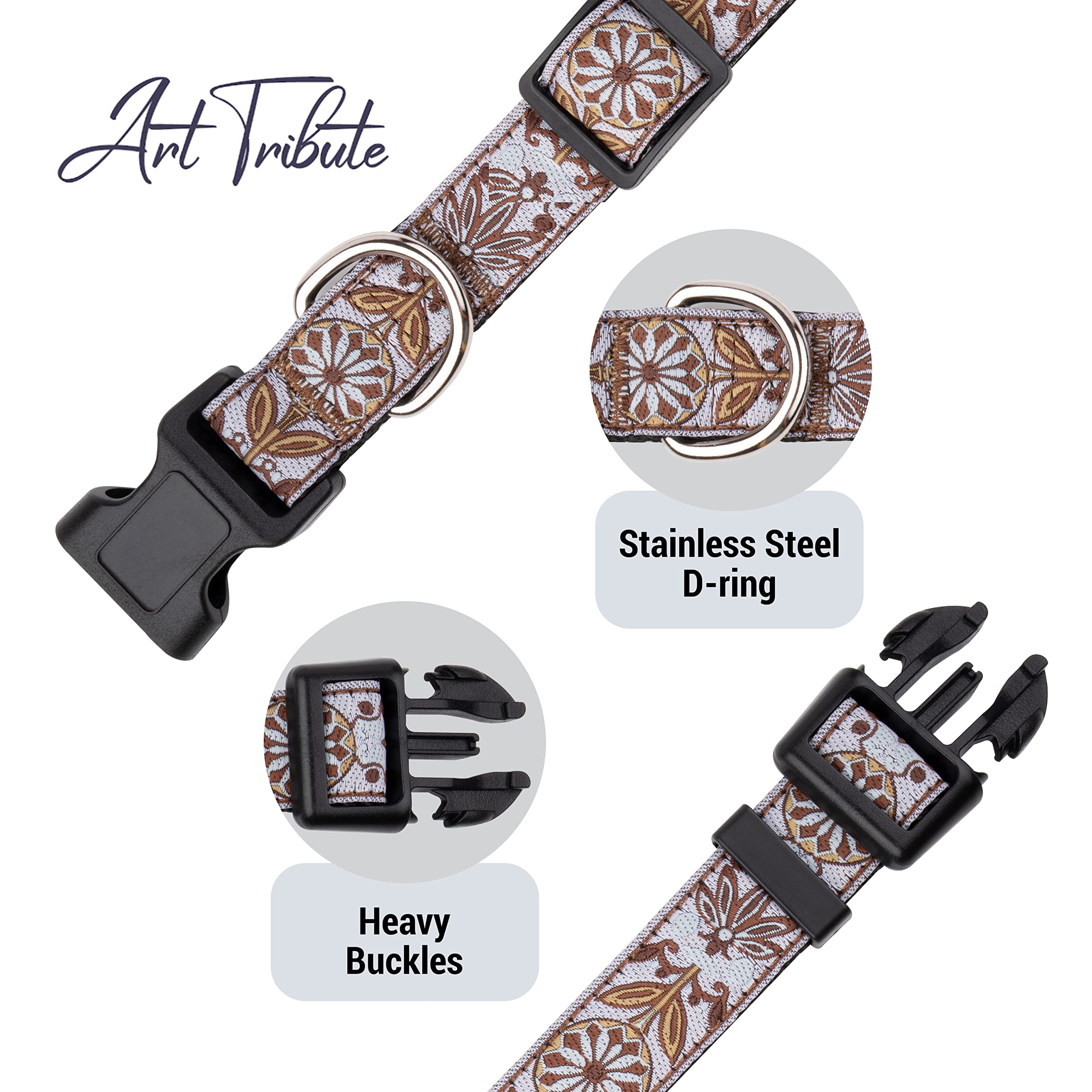 Dog Collars For Small Medium & Large Dogs - Female And Male Patterns On Long Lasting, Adjustable, Strong And Durable, Puppy Quic
