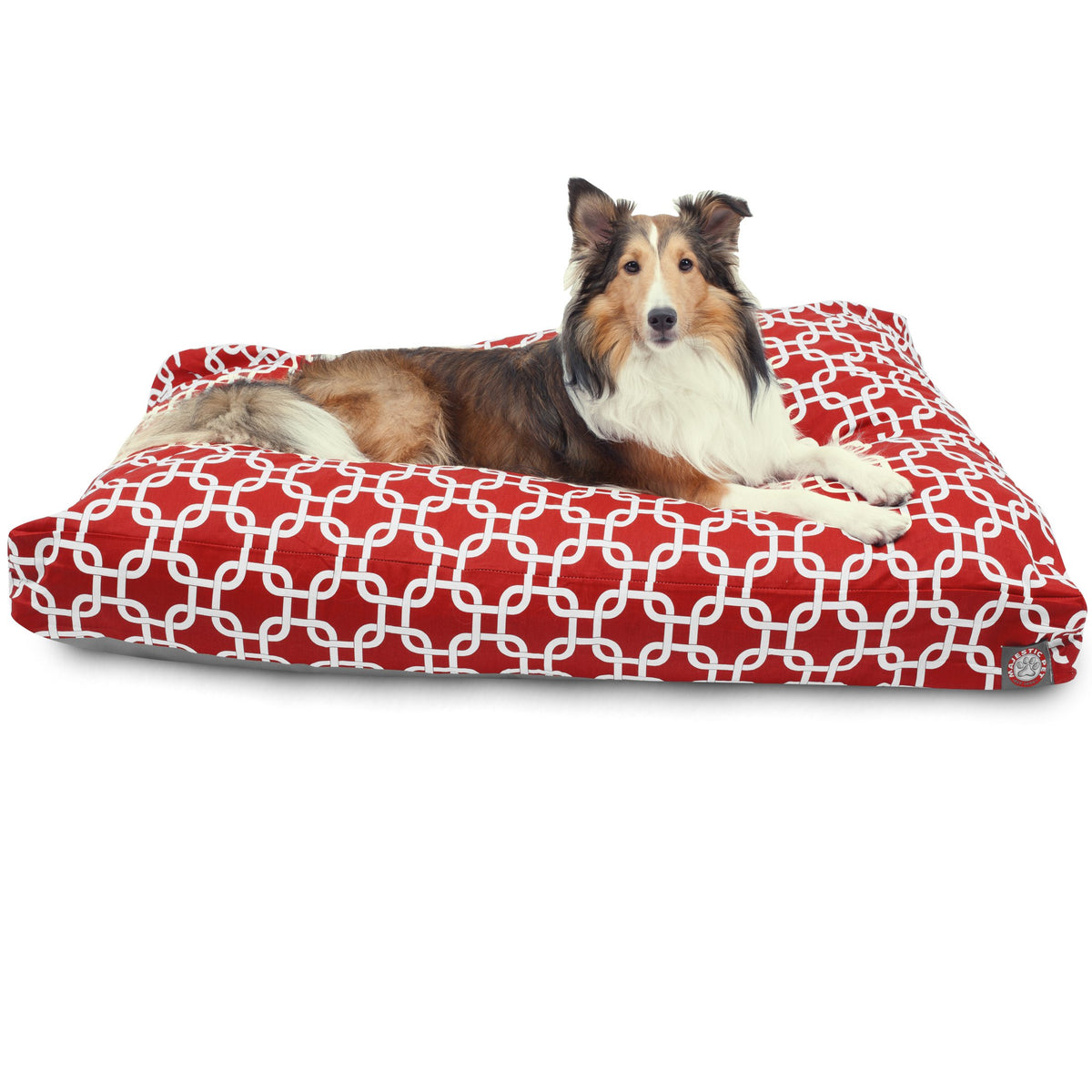 Red Links Large Rectangle Indoor Outdoor Pet Dog Bed With Removable Washable Cover By Majestic Pet Products
