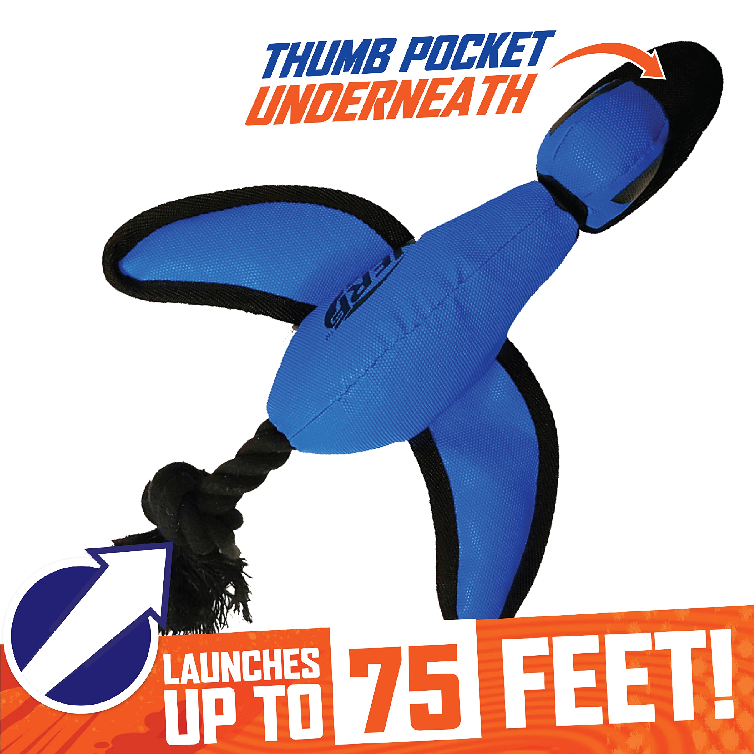 Nerf Dog Large Nylon Launching Duck With Interactive Design, Blue (3473), For All Breed Sizes