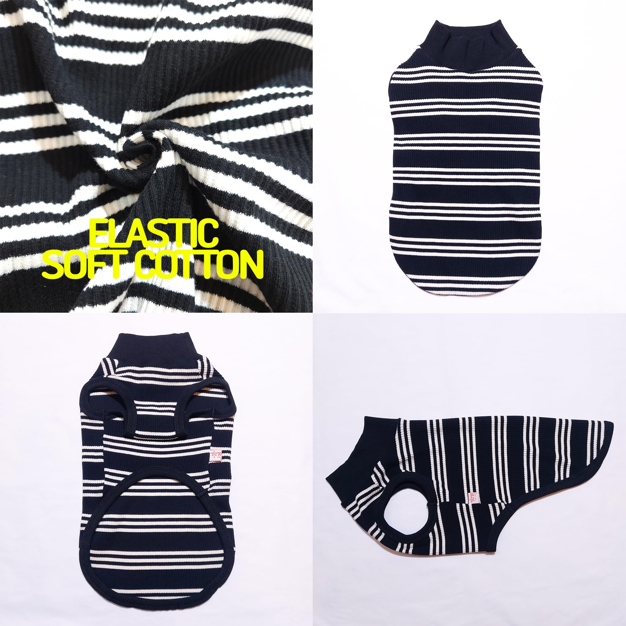 D Doggy Star Dachshund Clothes For Dogs Mini And Adults T Shirts (L,Ivory Stripe)