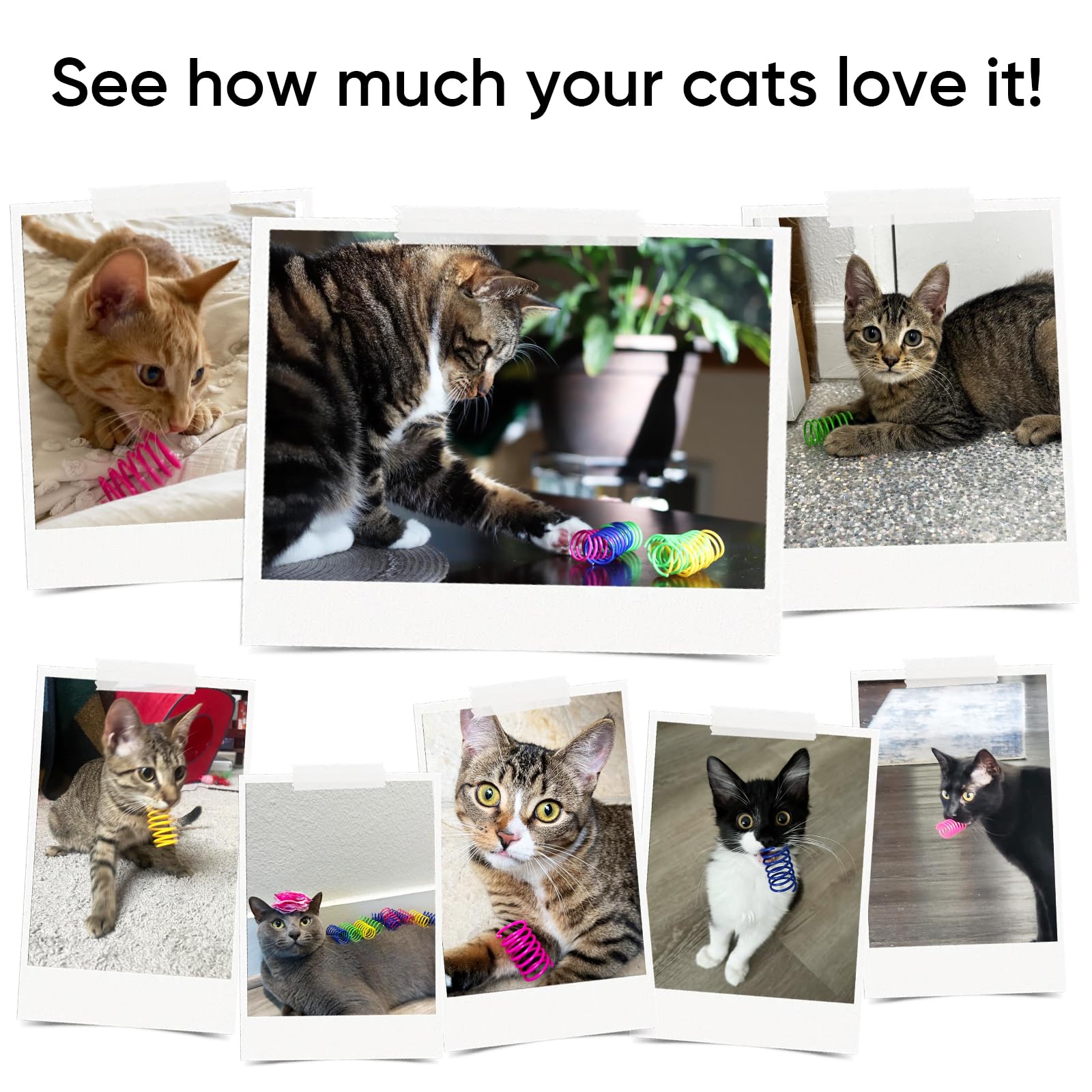 AGYM Cat Spring Toys 90 Packs for Indoor Cats, Durable Plastic Spring Coils Attract Cats to Swat, Bite, Hunt, Interactive Spring