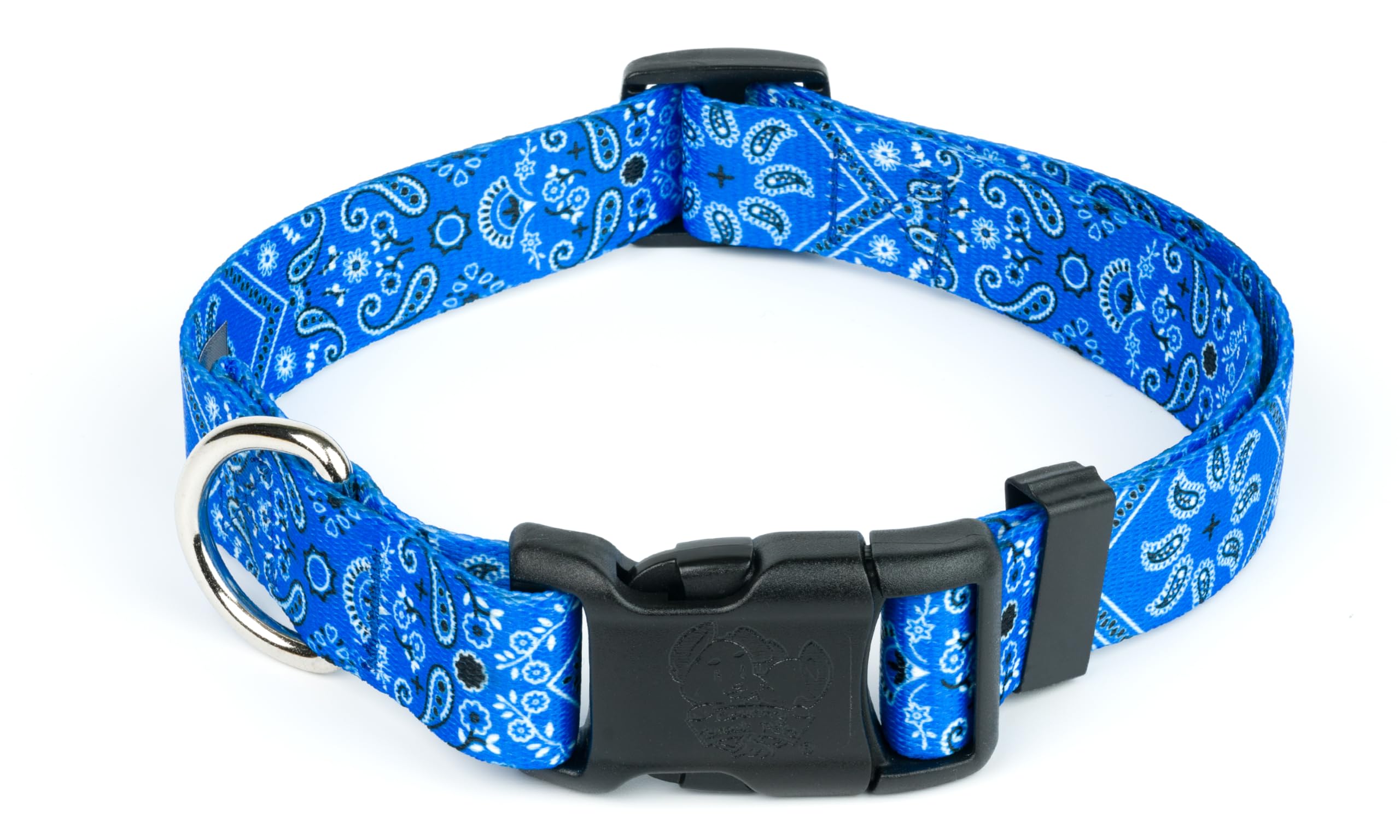 Country Brook Petz - Deluxe Blue Bandana Dog Collar - Made in The U.S.A. - Country and Western Collection Featuring Rugged Desig