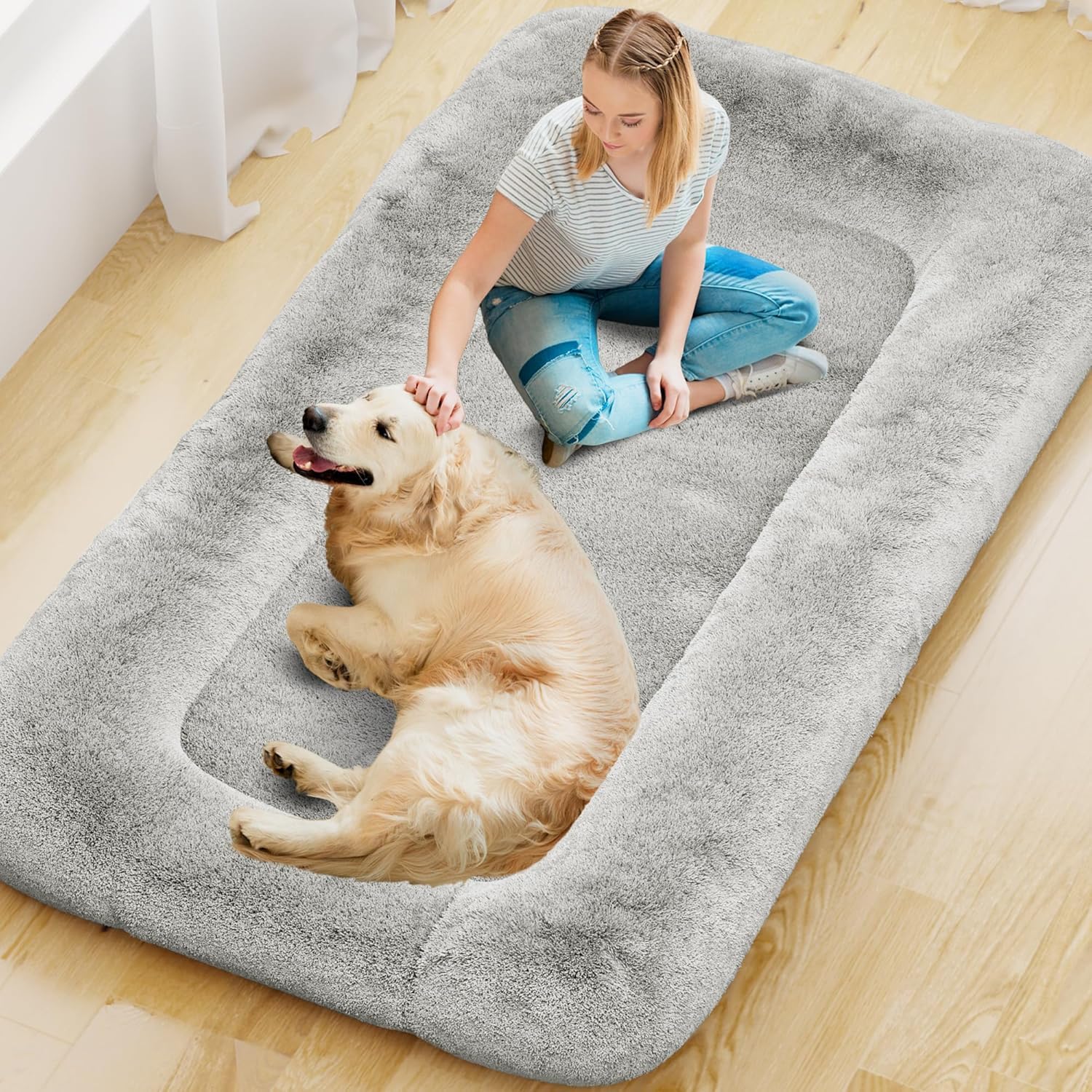 Dogs Bed For Human Large Size:Human Dog Bed For People Adult Pet Kids - Human Sized Dog Bed 79''X45''X12'' - Comfortable Foam Wa