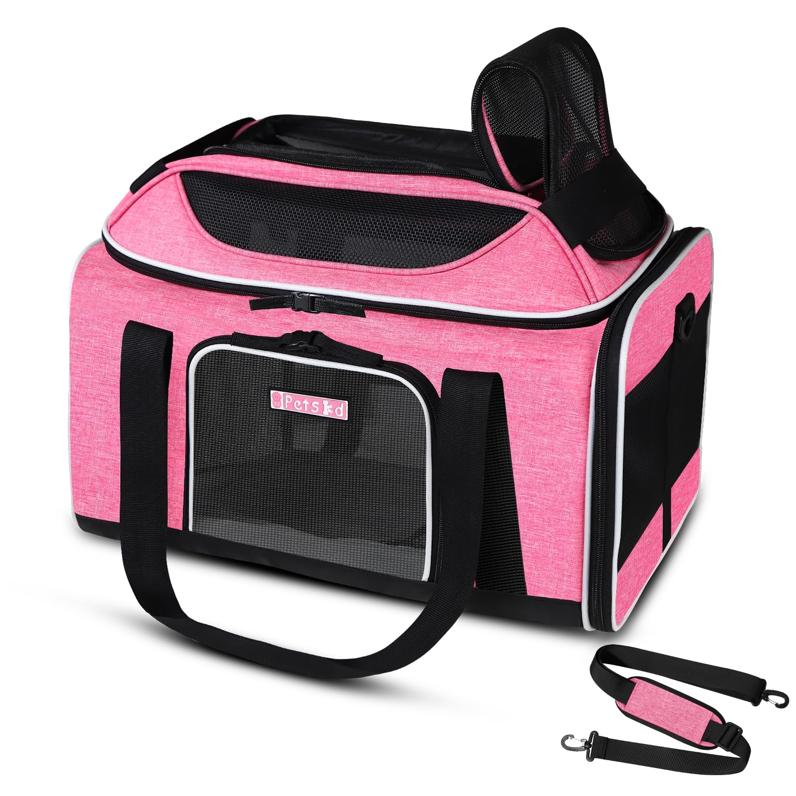 Petskd Top-Expandable Pet Carrier 18X11X11 Inches Delta American United Airline Approved, Soft-Sided Carrier For Small Cats And 