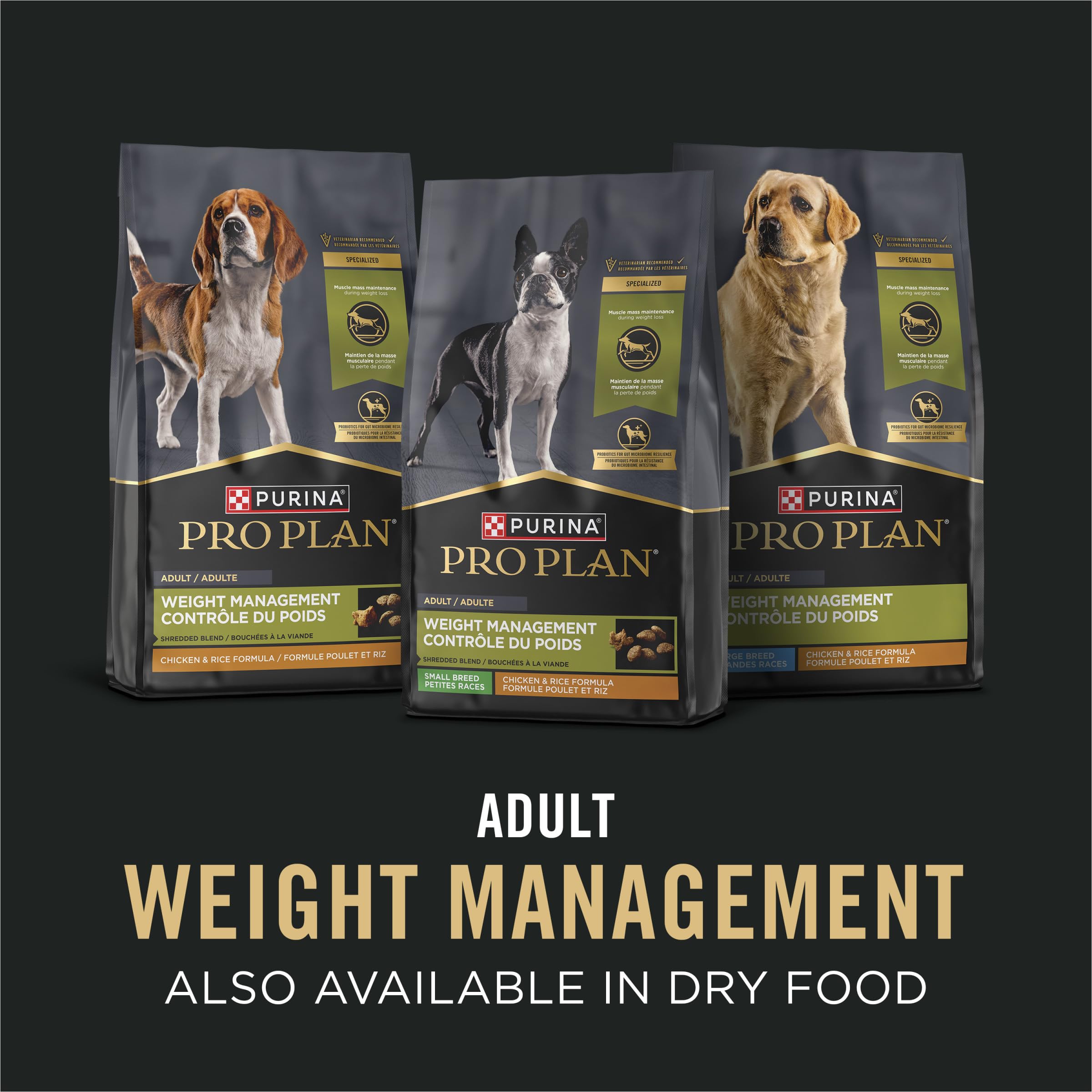 Purina Pro Plan Specialized Weight Management Wet Dog Food Chicken and Rice Entree and Turkey and Rice Entree in Gravy Variety P