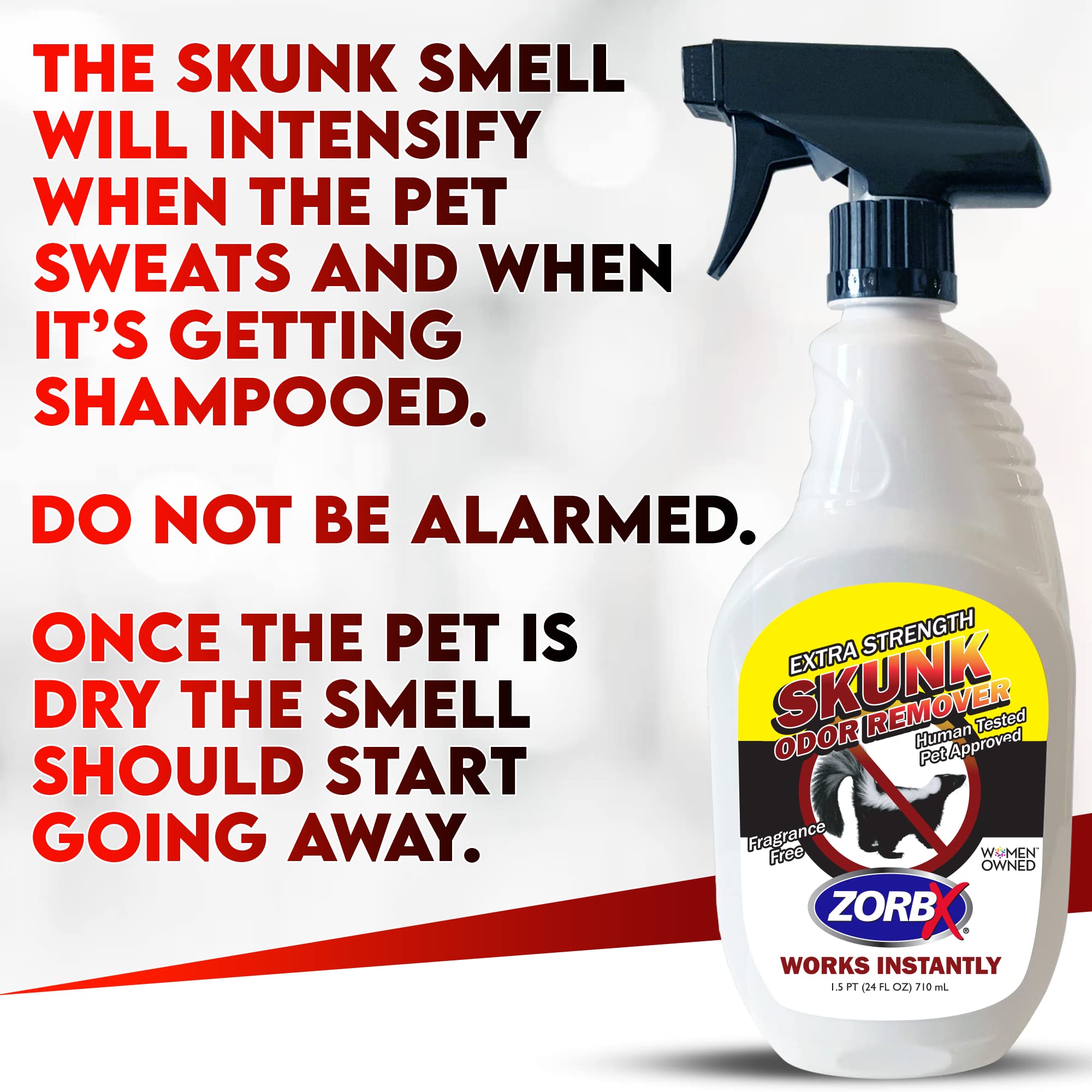 Zorbx Unscented Skunk Odor Remover Spray - Fast Acting Skunk Smell Removal | Extra Strength Skunk Odor Eliminator For Dogs, House, Home, Car, Clothes & Furniture (24 Fl Oz.)