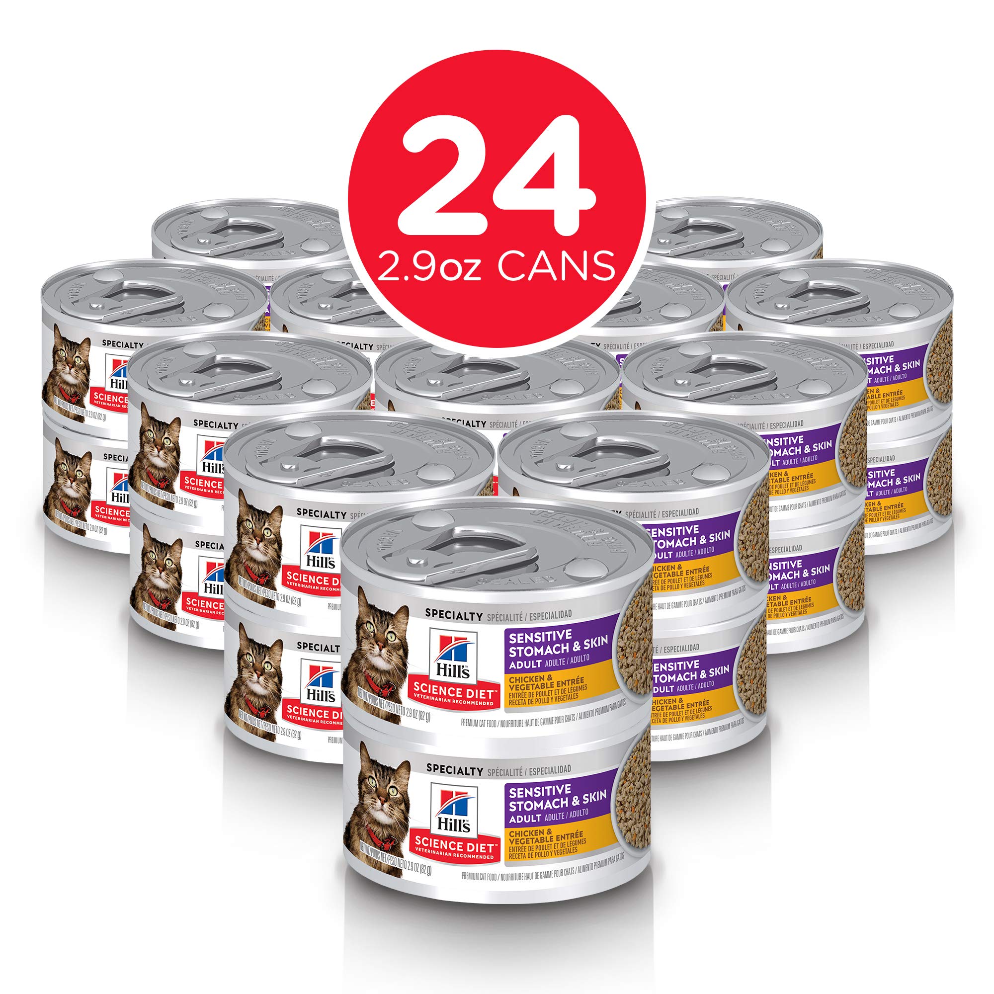 Hills Science Diet Sensitive Stomach & Skin, Adult 1-6, Stomach & Skin Sensitivity Support, Wet Cat Food, Tuna & Vegetables Min