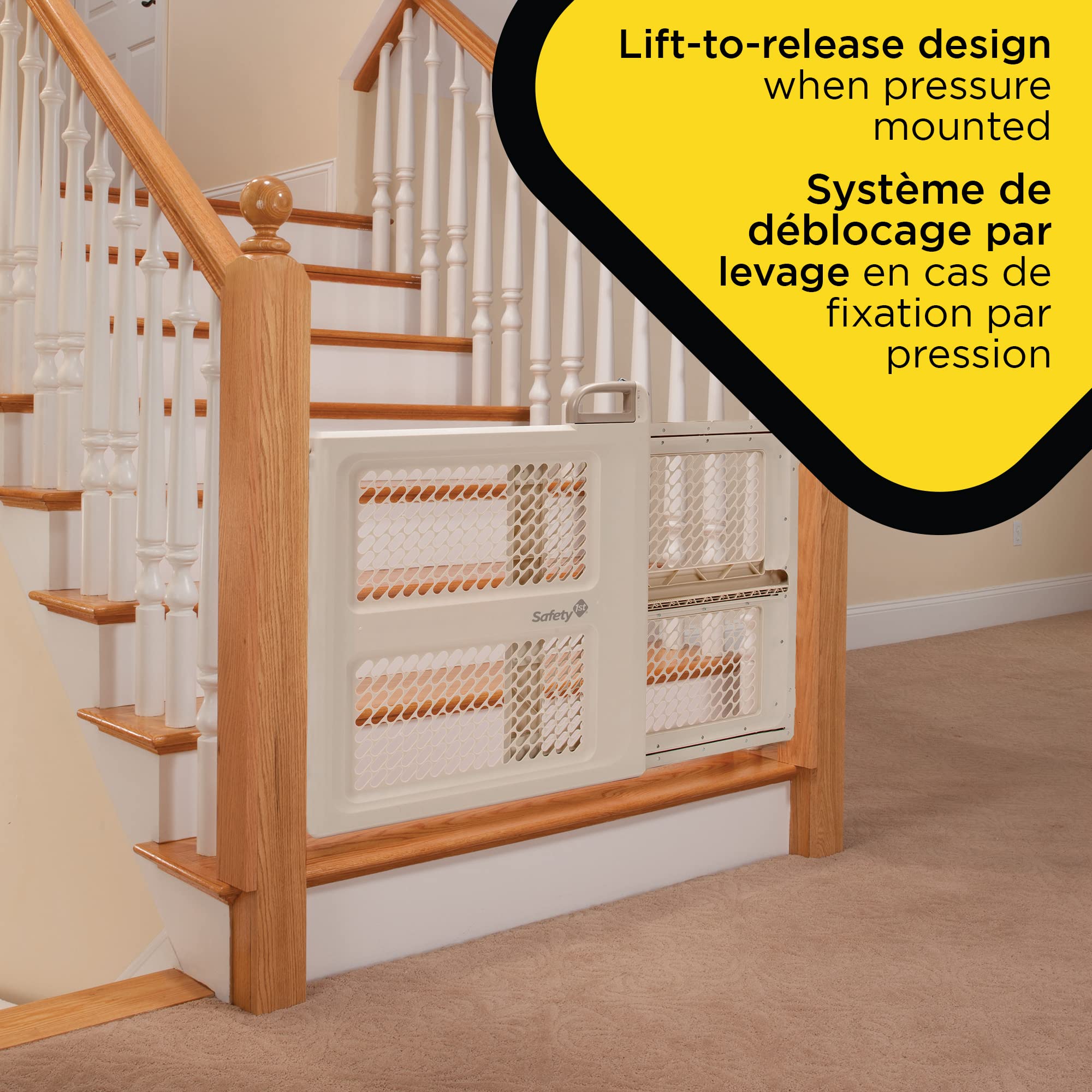 Safety 1st Baby Gates for Doorways, Pressure Mount Lift, Lock and Swing, Dog Gates, Hardware Gate for Stairs, Fits 28-42 Wide