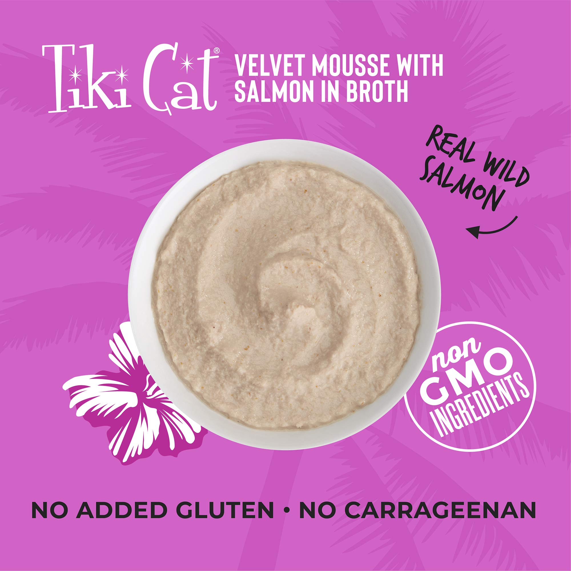 Tiki Cat Luau Velvet Mousse, Salmon in Broth, Complete Nutrition for Balanced Diet, Wet Cat Food For All Life Stages, 2.8 oz. Po