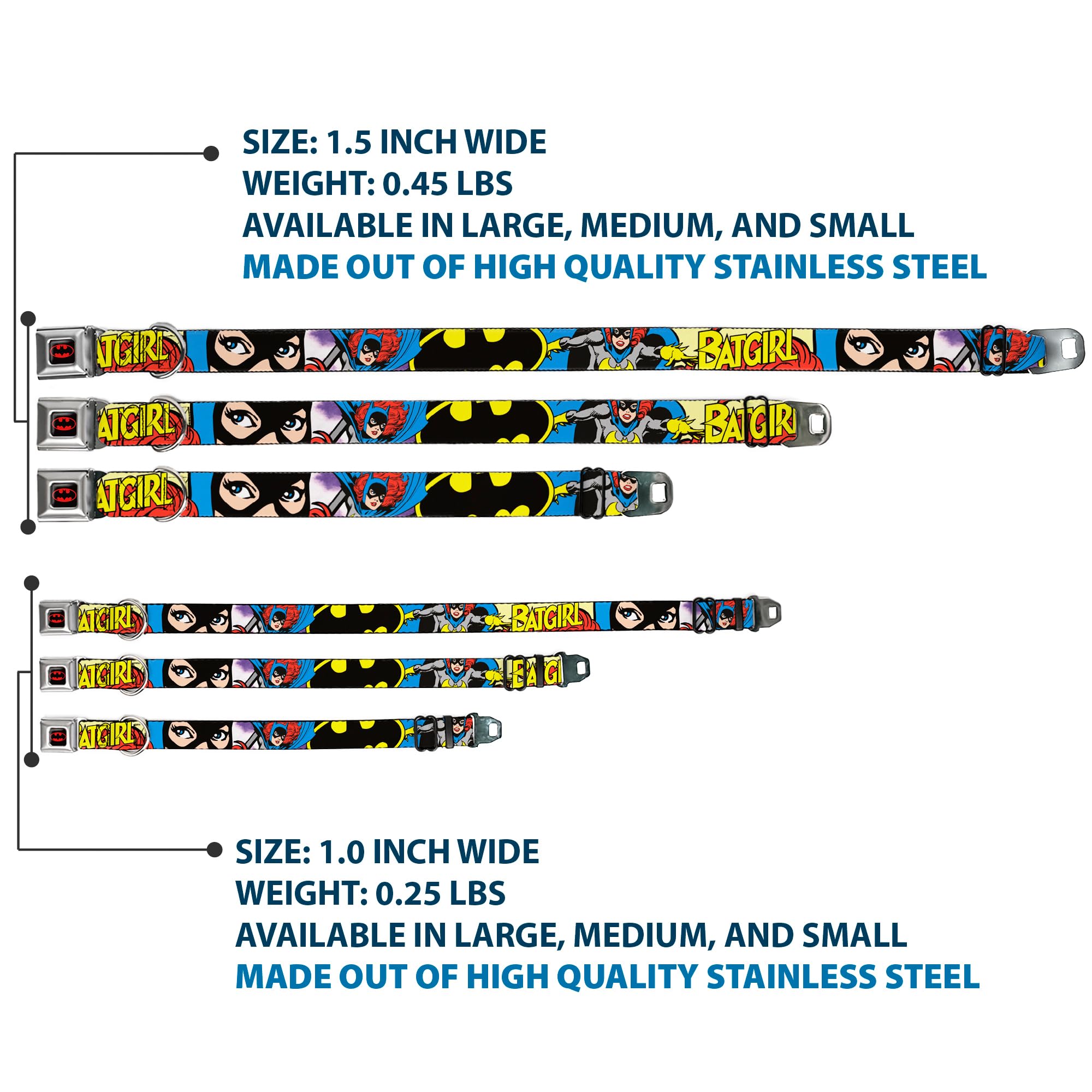 Buckle-Down Seatbelt Buckle Dog Collar - Batgirl In Action W/Face Close-Up - 1.5' Wide - Fits 16-23' Neck - Medium