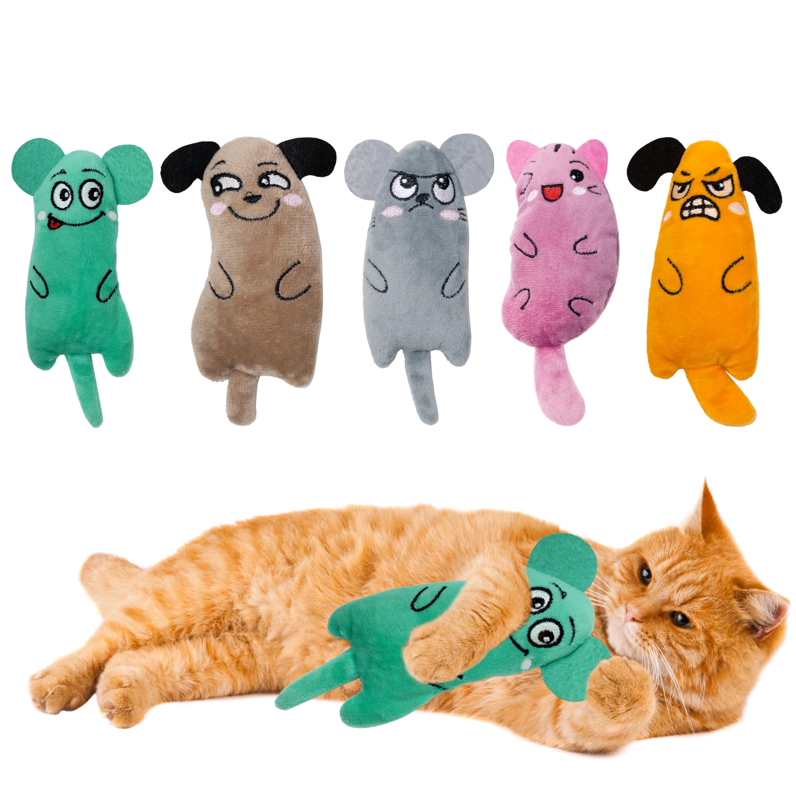 Maiiu 5Pcs Catnip Toys, Fun Cat Toys, Bite Resistant, Indoor Cartoon Cat Toys For Cats, Cat Chew Toys