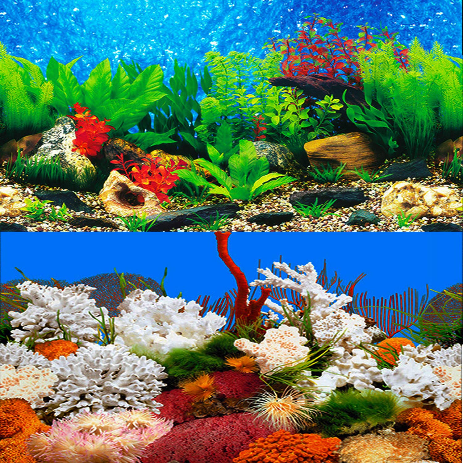 Elebox New 15.7'' X 40'' Fish Tank Background 2 Sided River Bed & Lake Background Aquarium