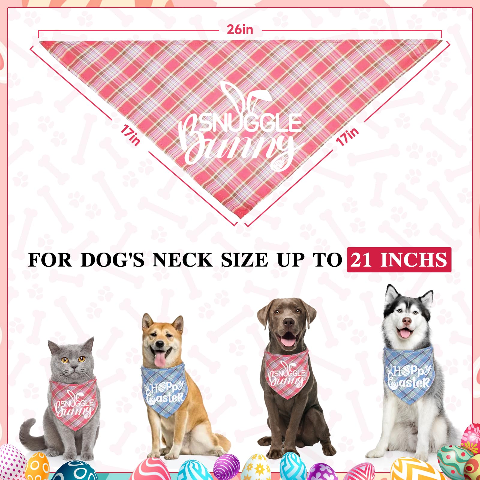 Dog Bandanas Spring Easter Bandanas For Dogs Bandana Collar Adjustable Triangle Scarf Outfit Costume For Small Medium Large Dogs