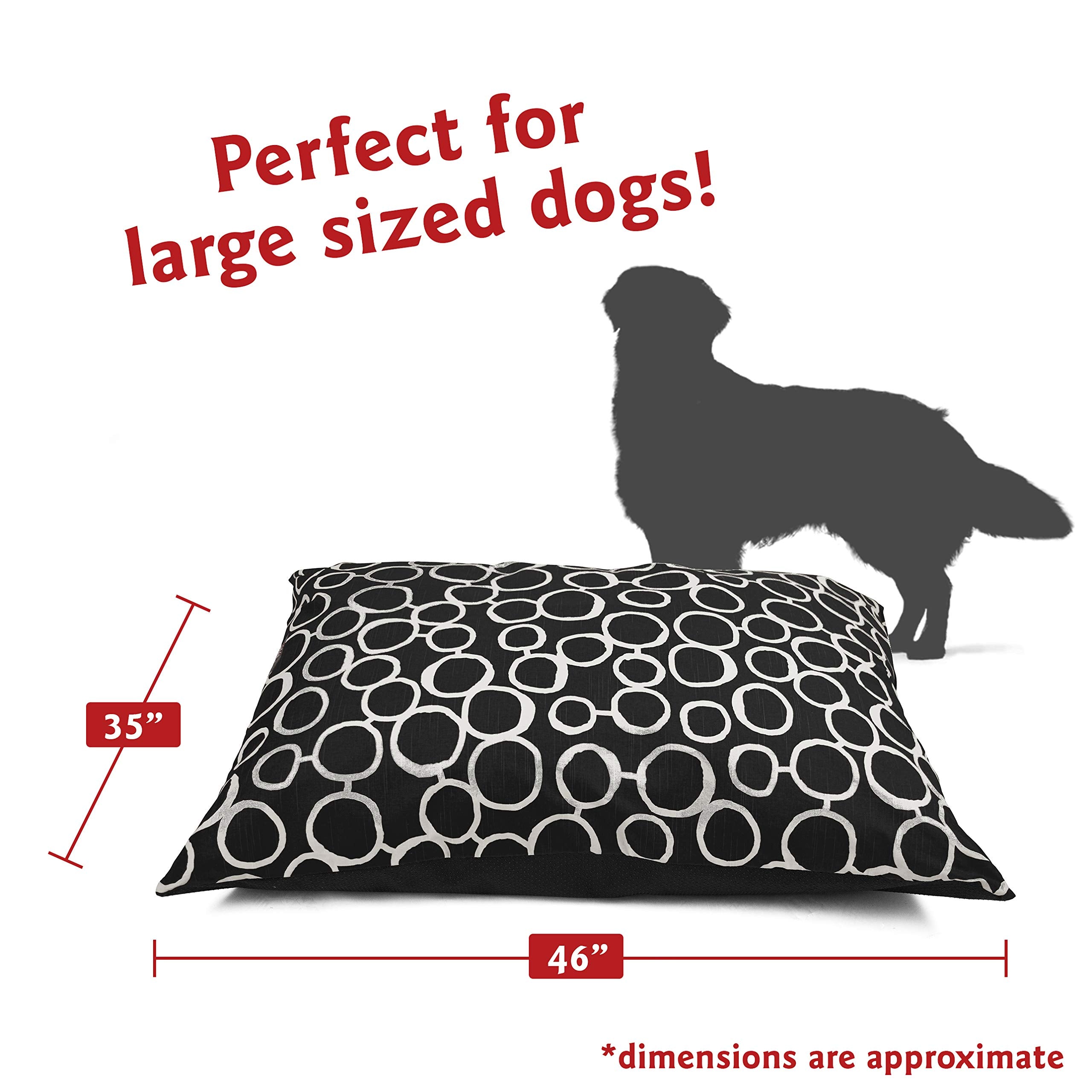 Majestic Pet Rectangle Large Dog Bed Washable – Non Slip Comfy Pet Bed – Dog Crate Bed Super Value Pillow Dog Bed – Dog Kennel Bed For Sleeping - Dog Bed Large Breed 46 X 35 Inch – Fusion Black