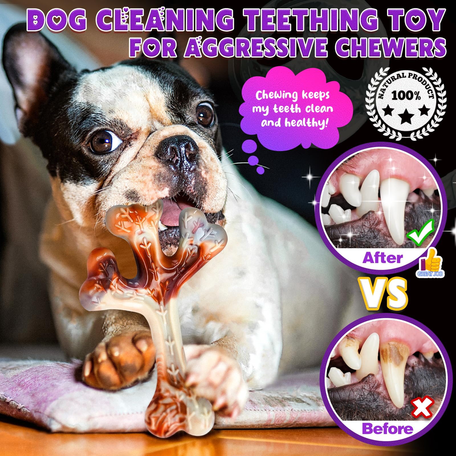 Osord 4 Pack Dog Chew Toys For Aggressive Chewers - Tough Indestructible Dog Toys With Bacon Flavor- Durable Nylon Bones Toy For