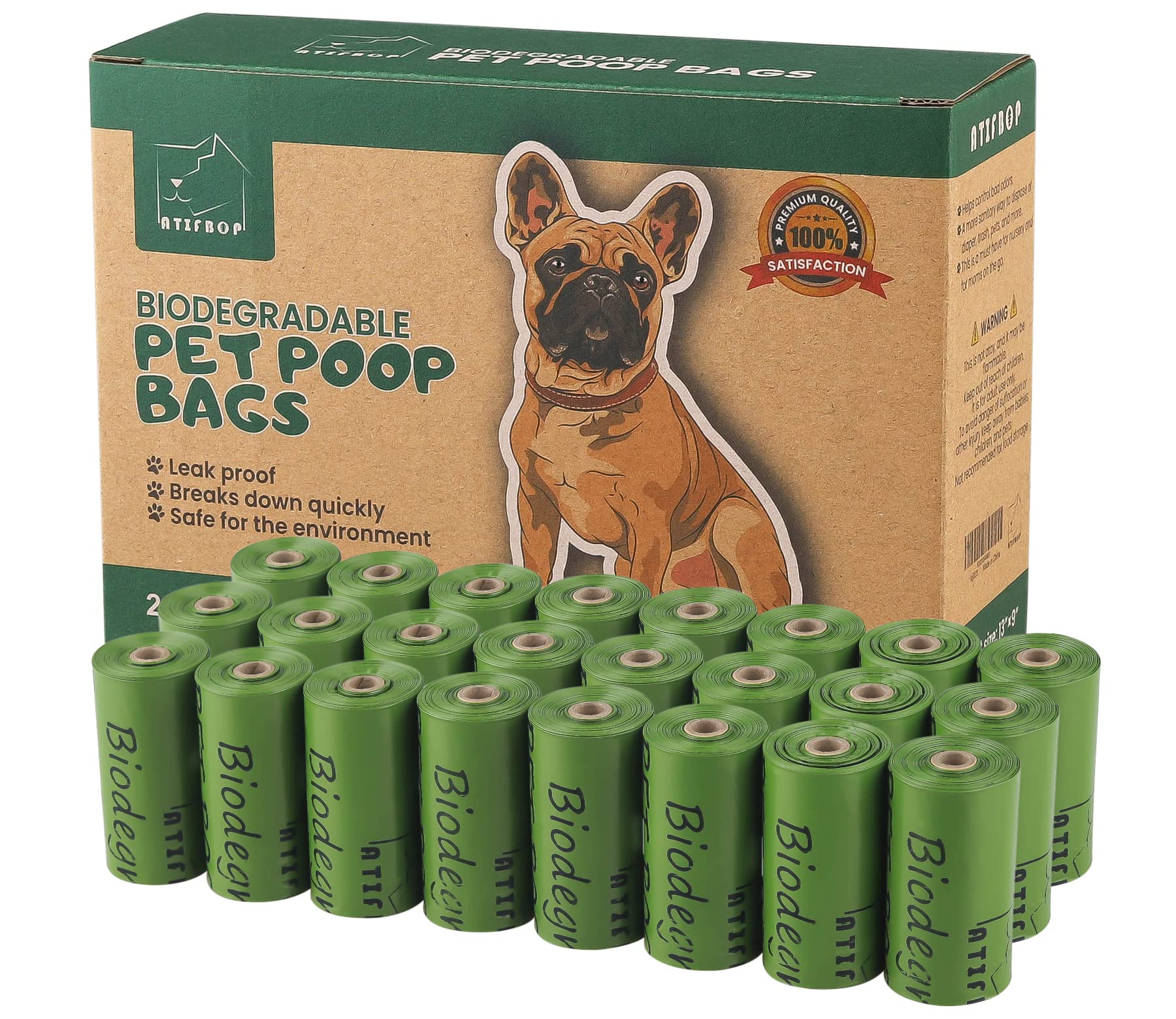 Atifbop Biodegradable Dog Poop Bags 360 Count Scented, Leak Proof And Extra Thick Waste Bag Refill