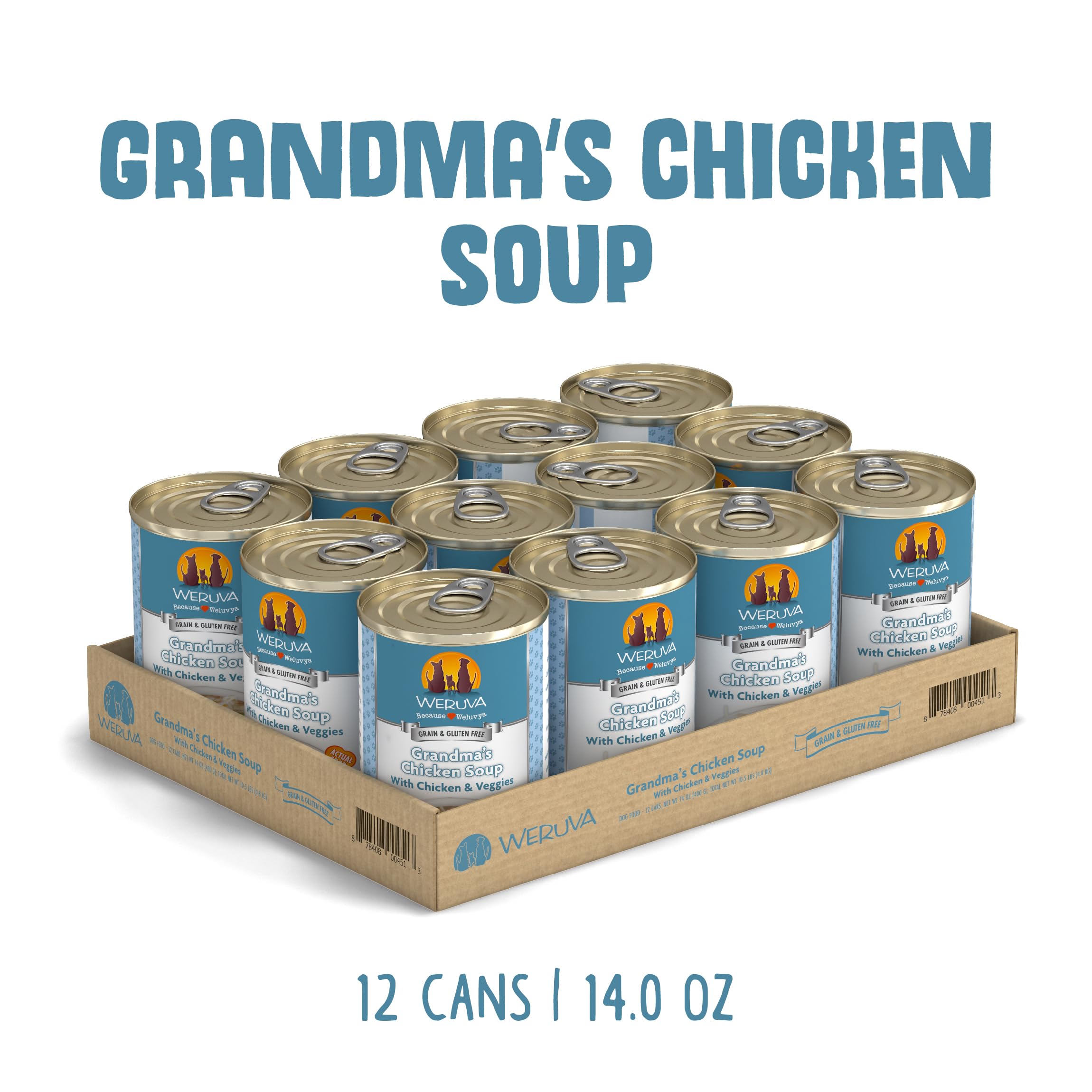 Weruva Classic Dog Food, Grandmas Chicken Soup with Chicken Breast & Veggies, 14oz Can (Pack of 12), Teal (878408004568)