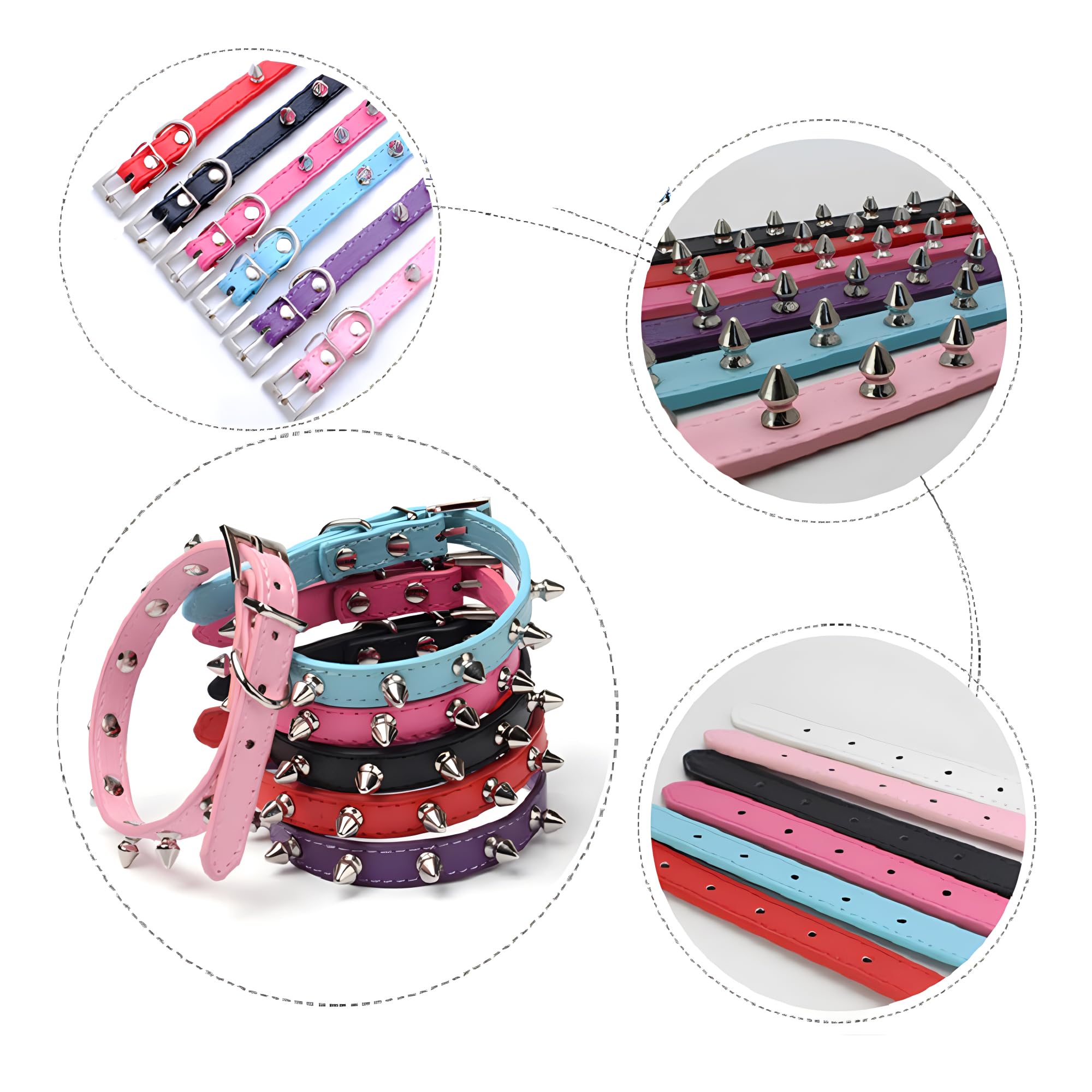 Spiked Dog Collar For Small Dogs, Soft Pu Leather Rivet Spike Stud Studded Cat Collars Adjustable For Xs Small Breed Pet Teacup