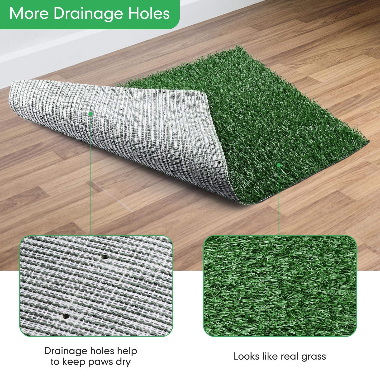 TSIANHUZY Dog Grass Pad with Tray, XX-Large 35 x 23.2, Washable Pet Toilet Mat, 2 Packs Artificial Grass for Indoor/Outdoor Use
