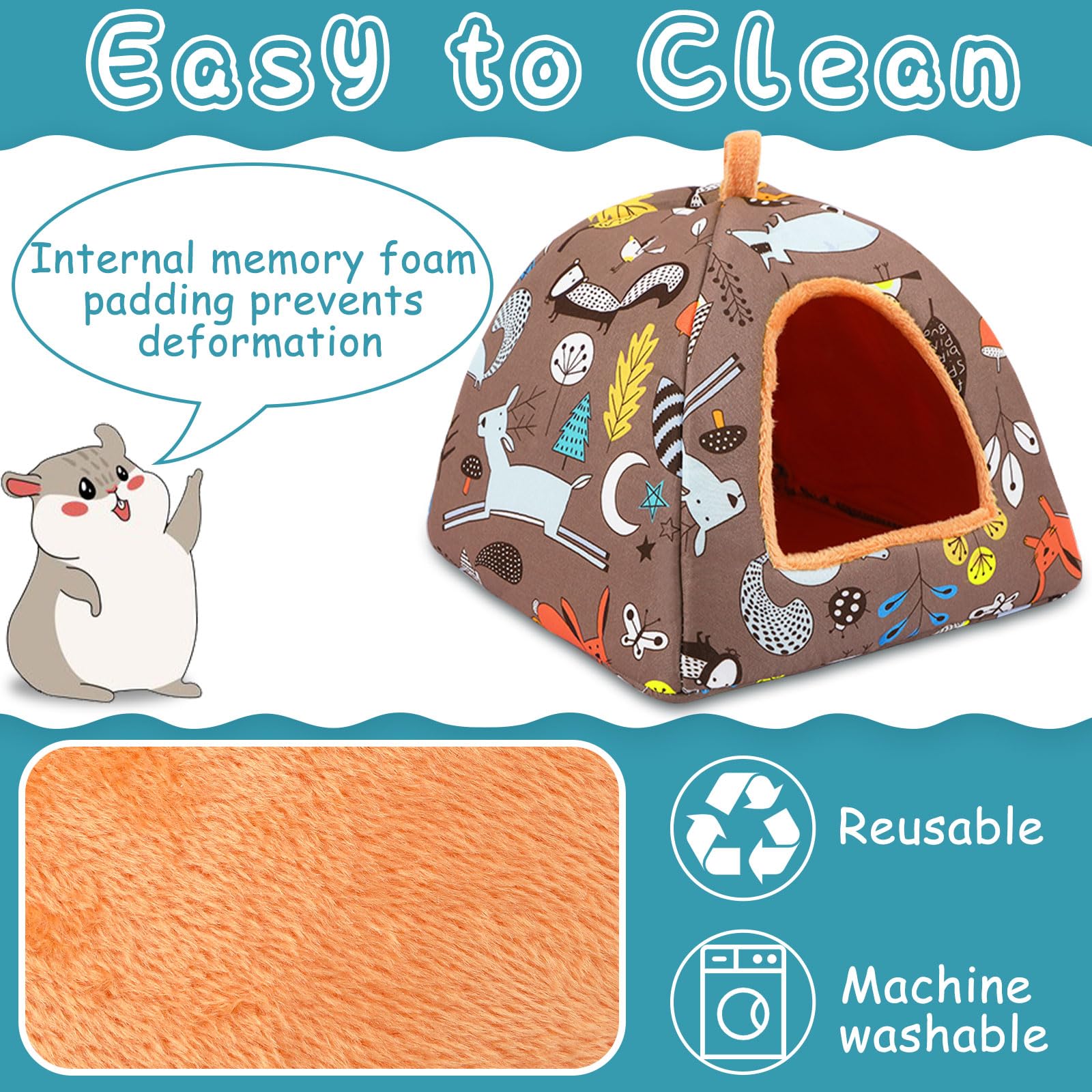 Petknows 2 Pack Guinea Pig Bed, Guinea Pig Hideout Washable Small Animal House Cage Accessories For Dwarf Rabbits Chinchillas Ha