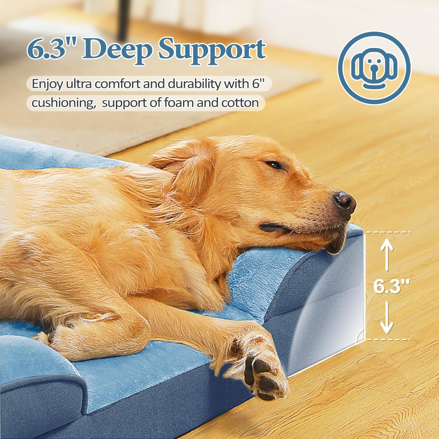 Pawz Road Orthopedic Dog Bed Medium Size Dog Bed Washable With Supportive Foam,2-Layer Waterproof Cover And Non-Slip Bottom For