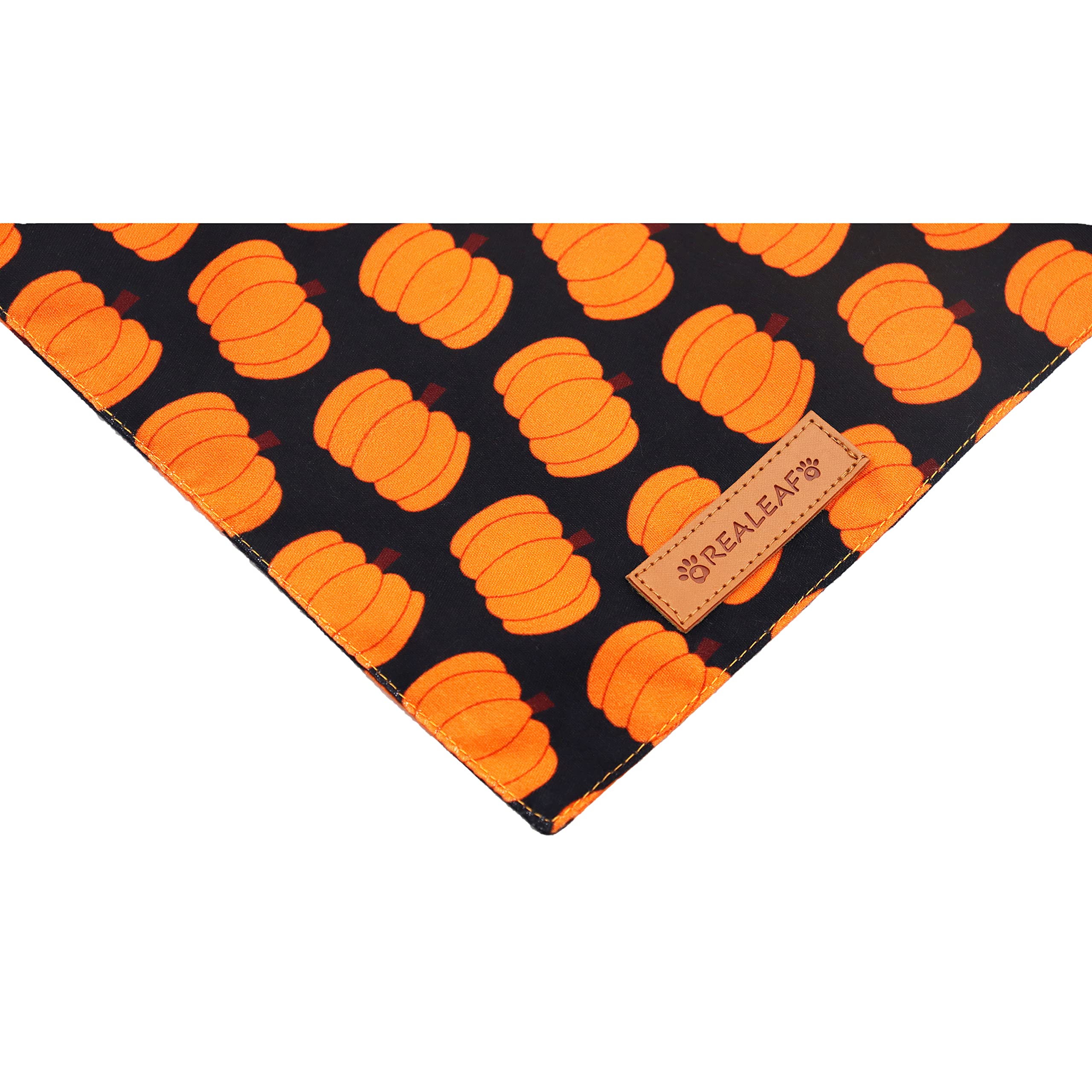 Realeaf Halloween Dog Bandanas 2 Pack, Pumpkin Dog Bandana Fall Dog Scarf For Boy And Girl, Premium Durable Fabric, Orange Holiday Bandana For Small And Medium Dogs (Small)