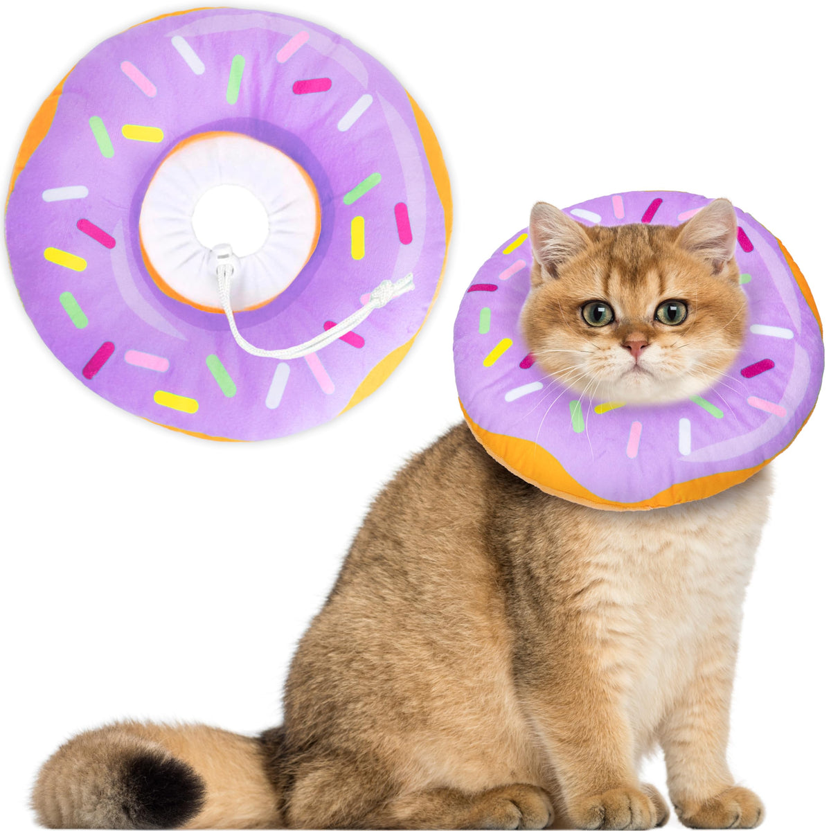 Cat Cone Collar Soft, Cat Recovery Collar For Wound Healing Cute Cat Donut Adjustable Cat Cones To Stop Licking Comfortable Ligh