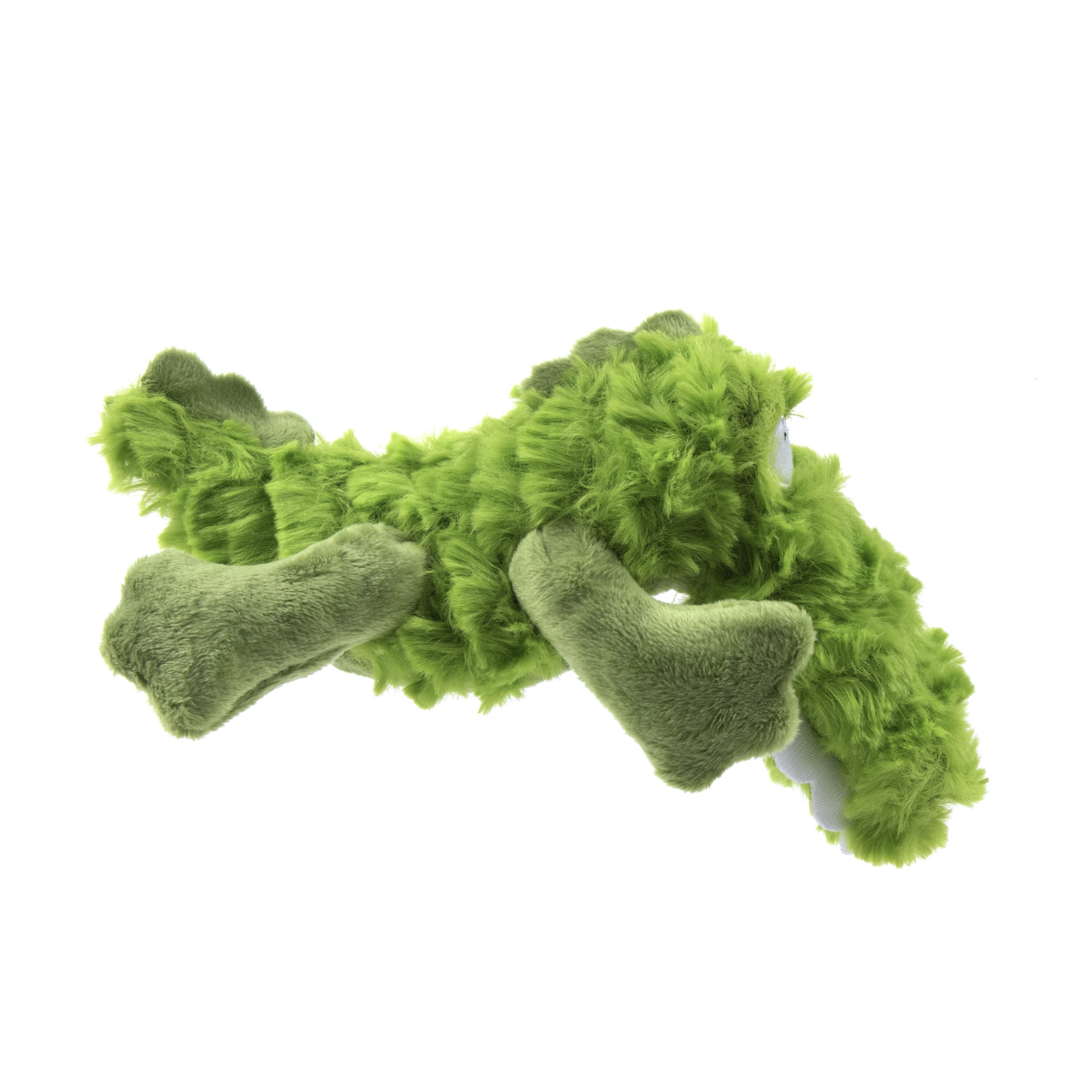 goDog PlayClean Gator Squeaky Plush Dog Toy with Odor-Eliminating Essential Oils, Chew Guard Technology - Green, Large